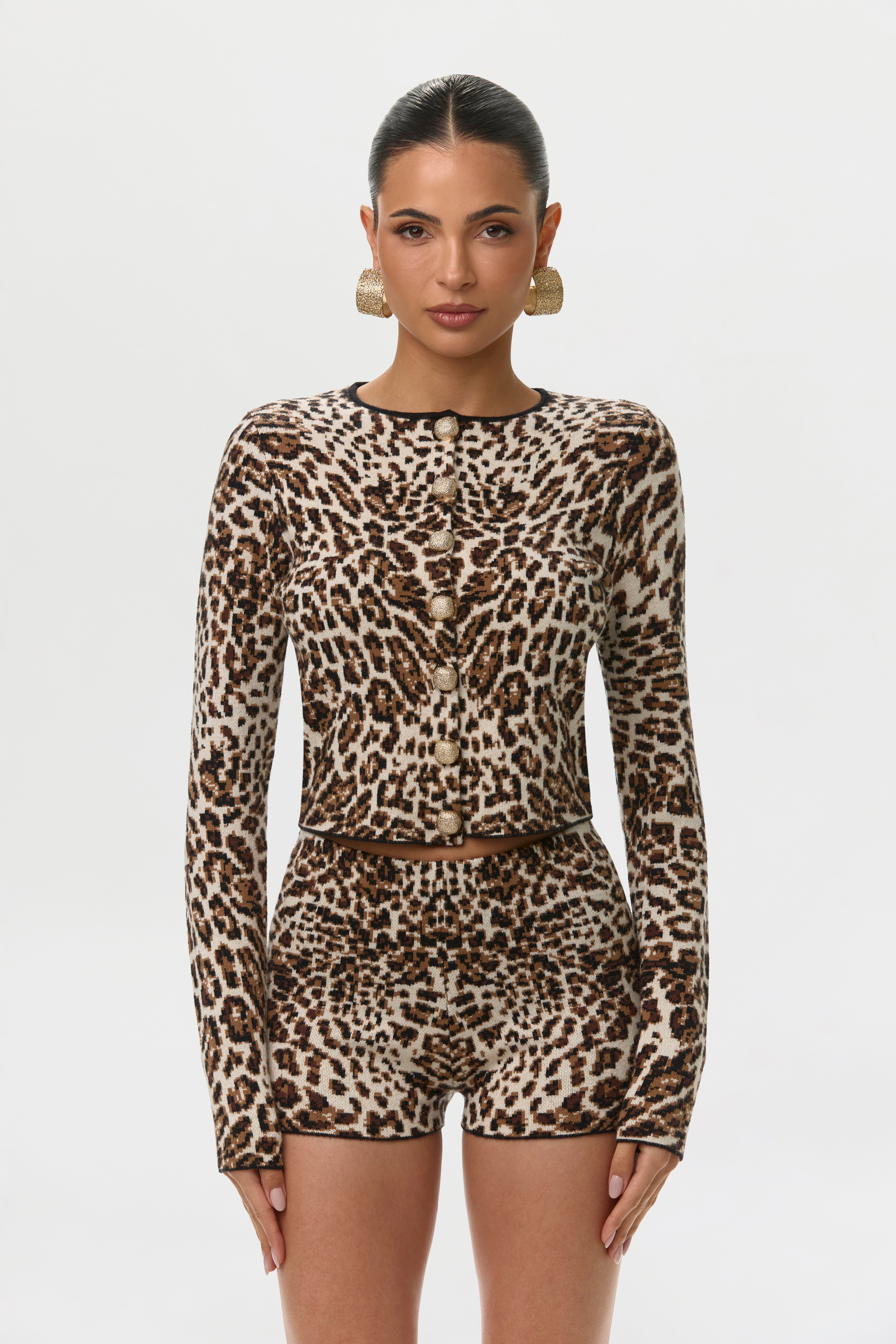 Knit Leopard Jacquard Cardigan Top – Naked Wardrobe
