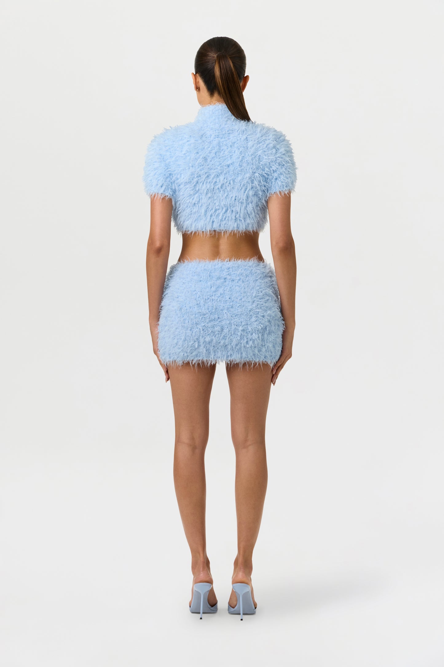 Blue Mist Fuzzy Knit Crop Top