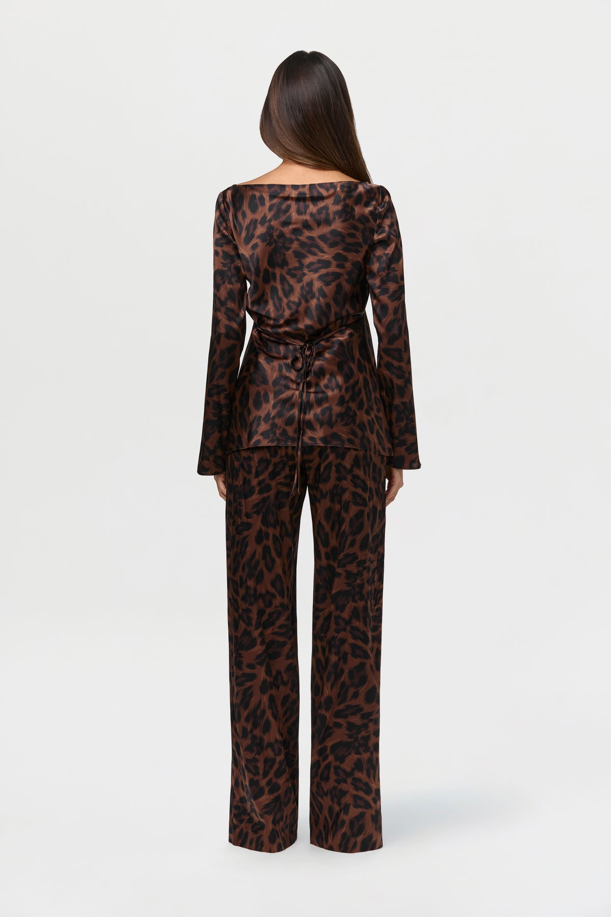 Silk Boatneck Print Tie Top
