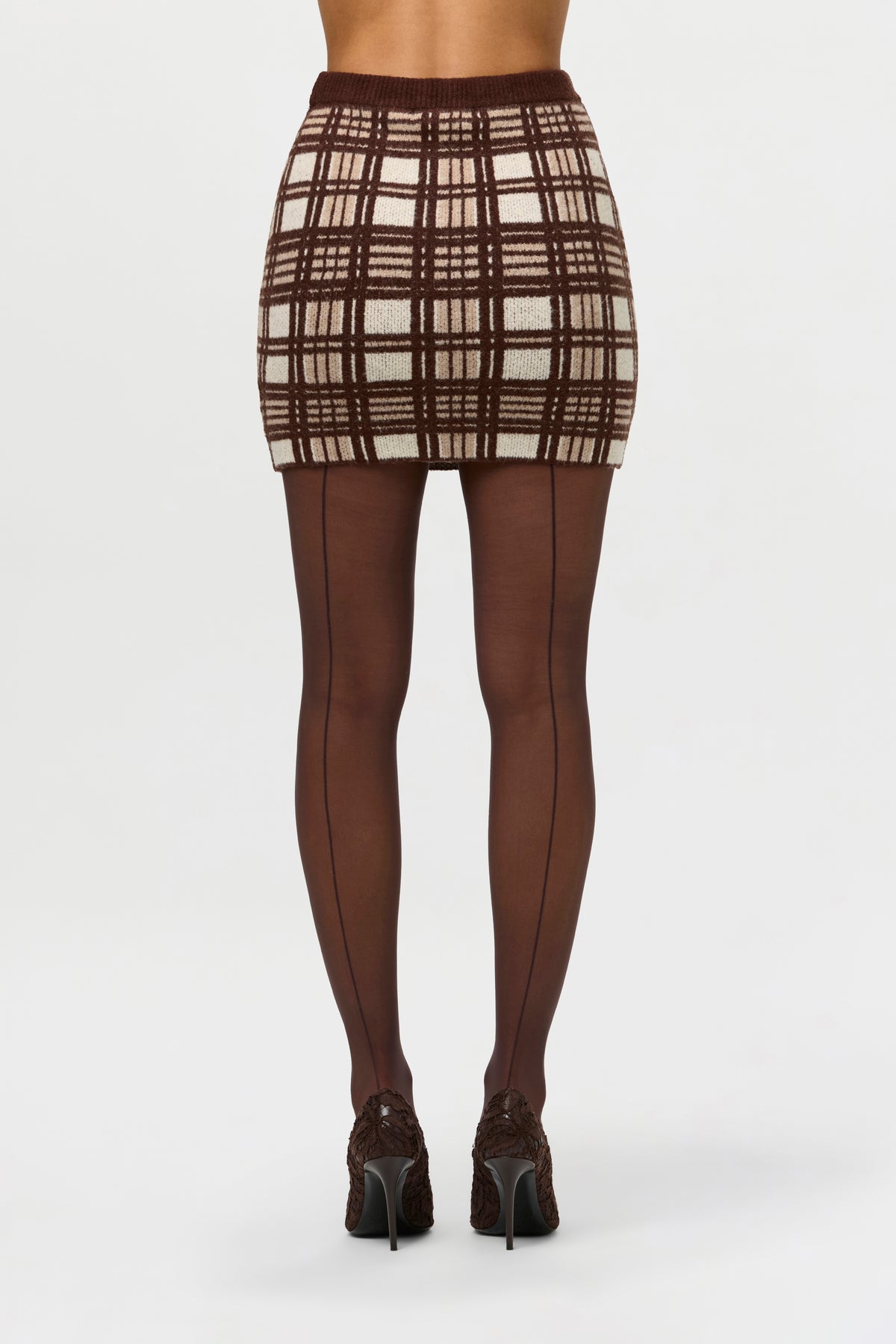 Knit Plaid Mini Skirt