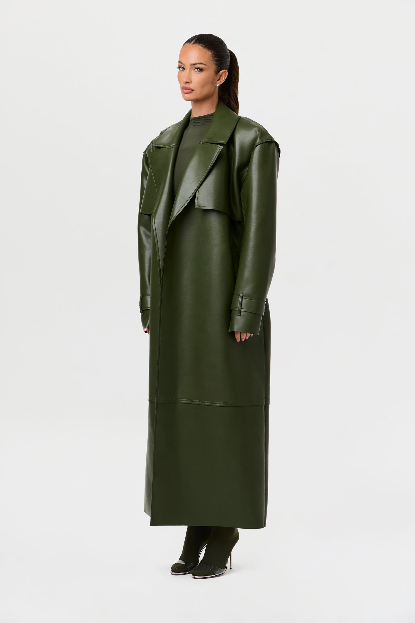 Vegan Leather Trench Coat