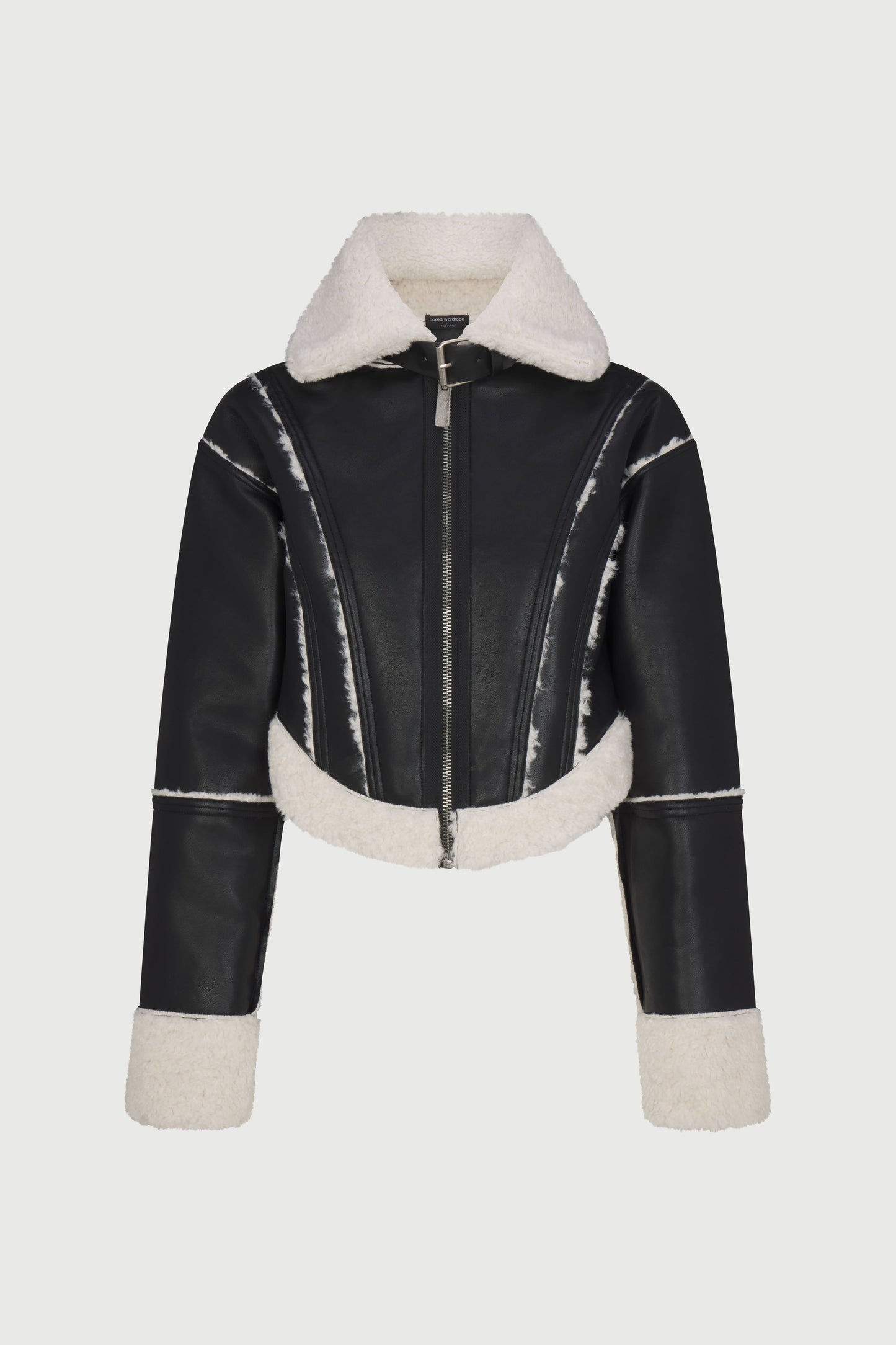 Reversible Vegan Leather Sherpa Jacket