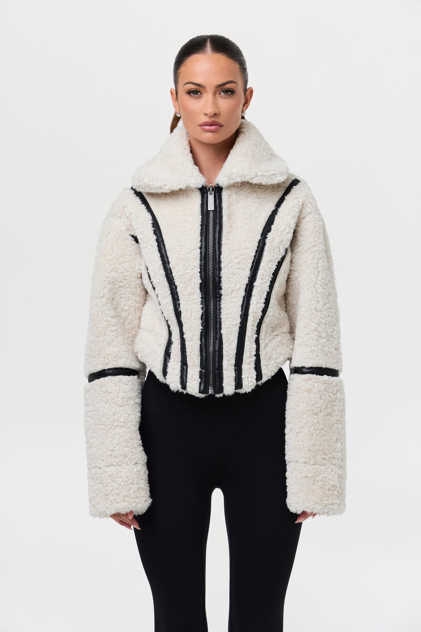 Reversible Vegan Leather Sherpa Jacket