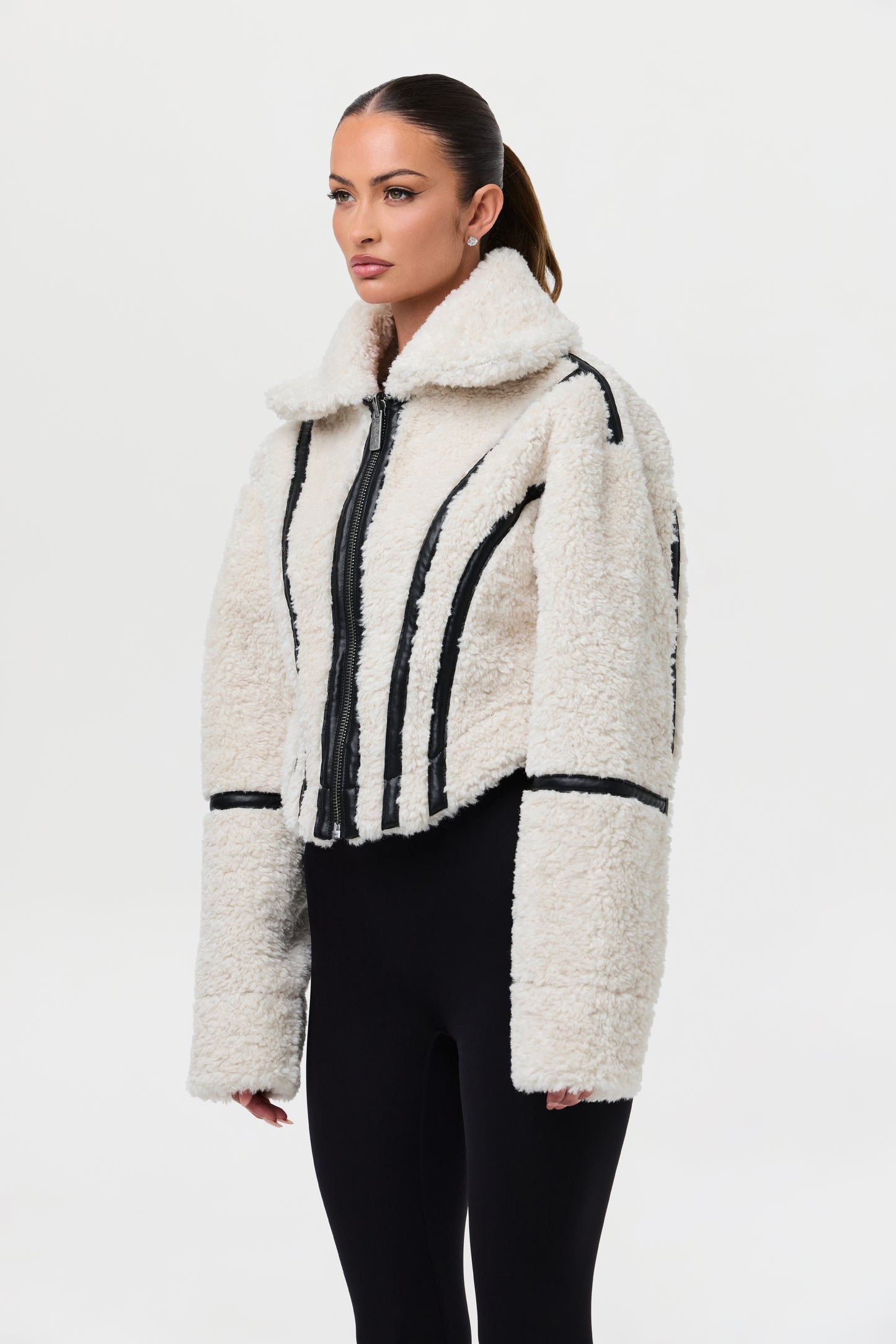 Reversible Vegan Leather Sherpa Jacket