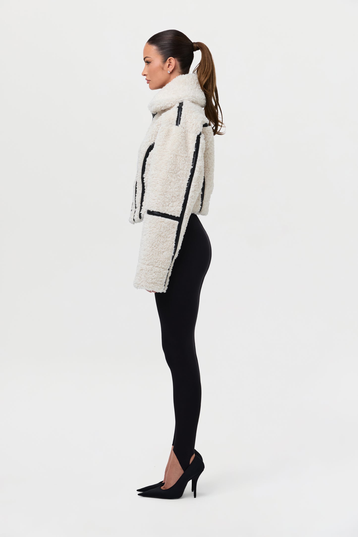 Reversible Vegan Leather Sherpa Jacket