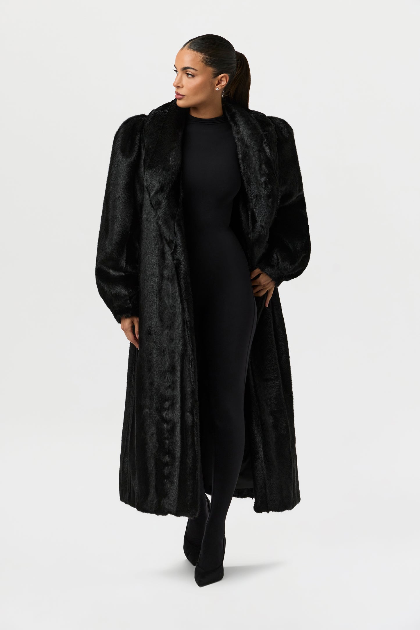 Faux Mink Long Coat