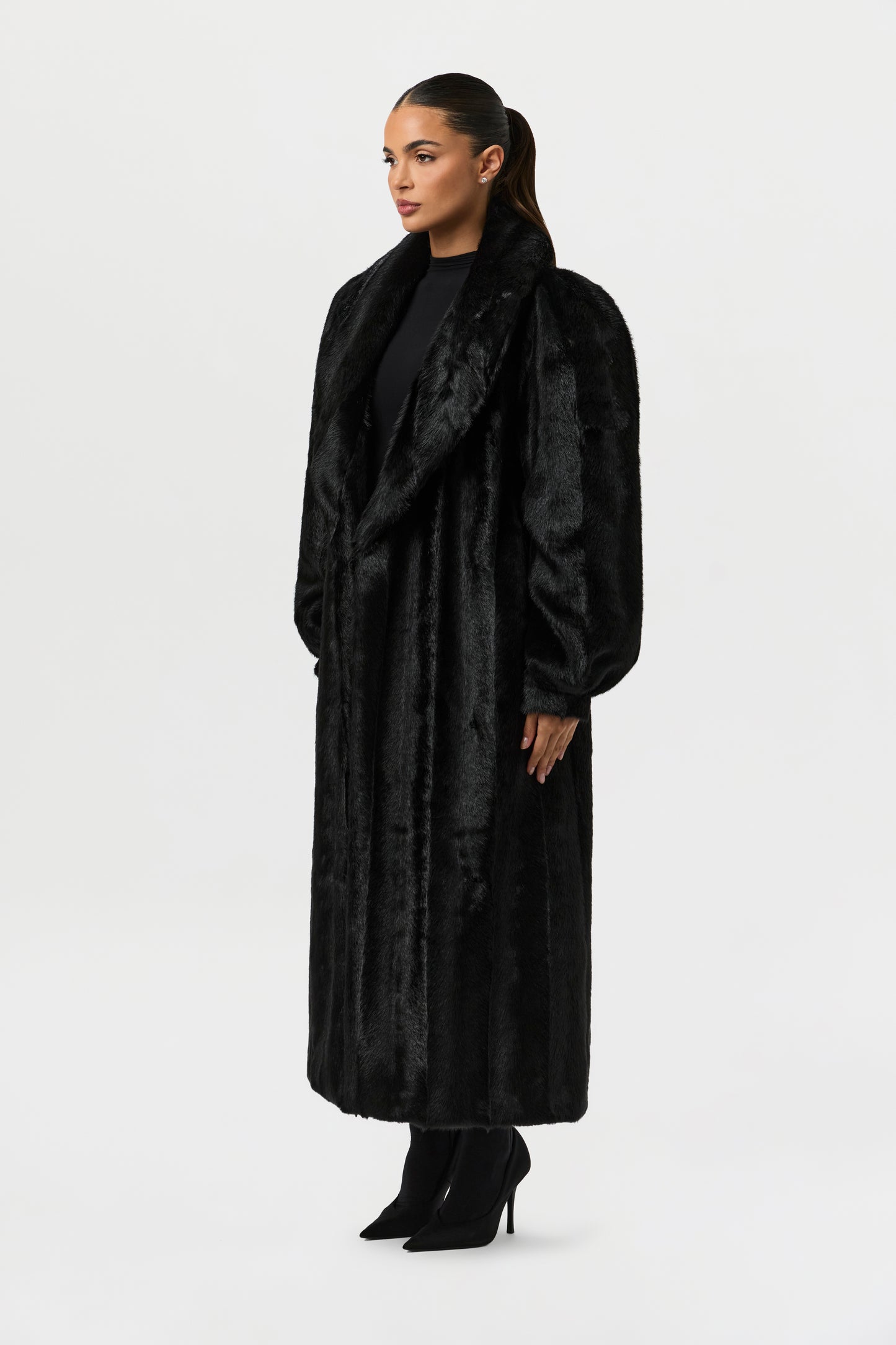 Faux Mink Long Coat