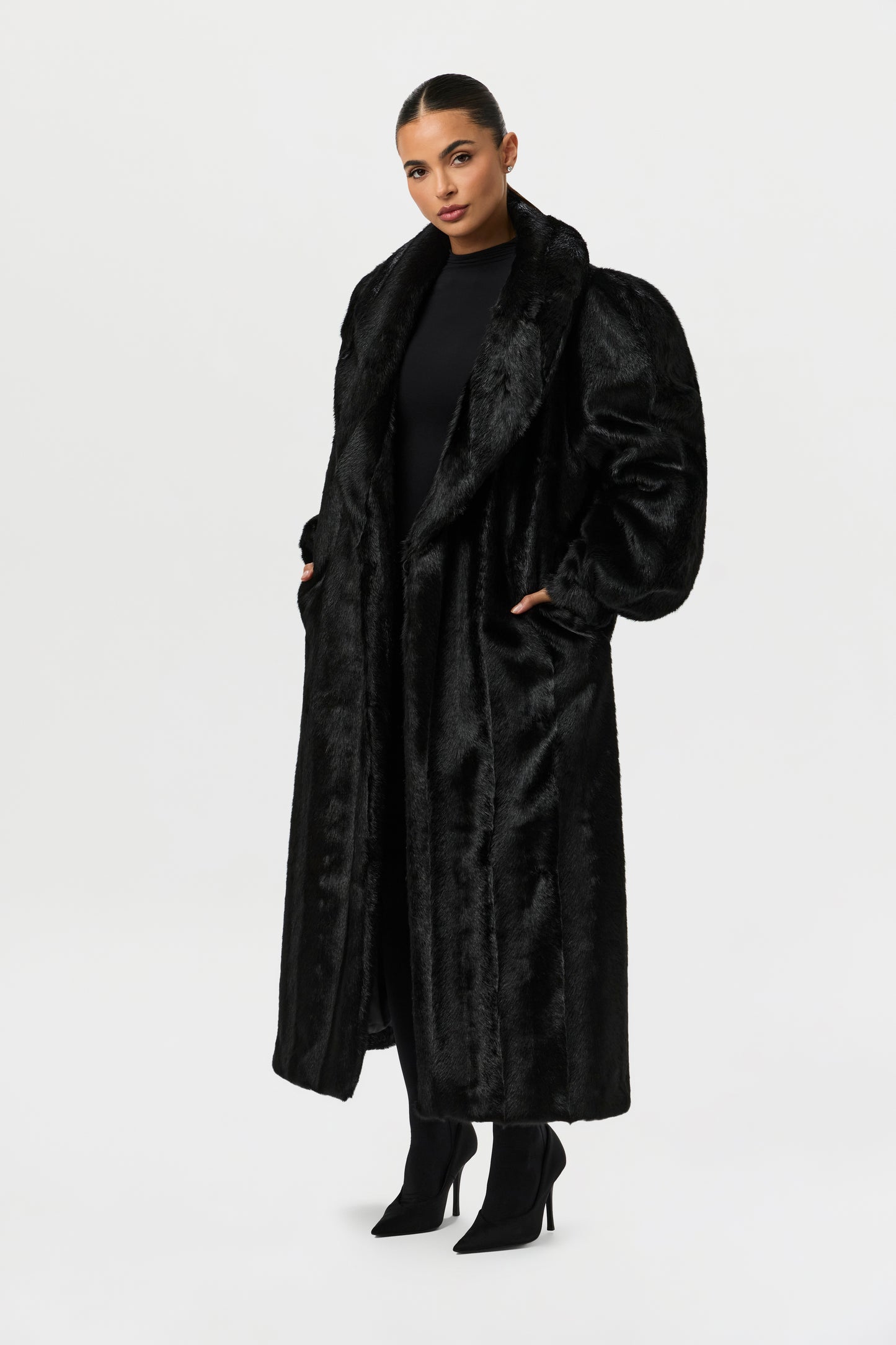 Faux Mink Long Coat