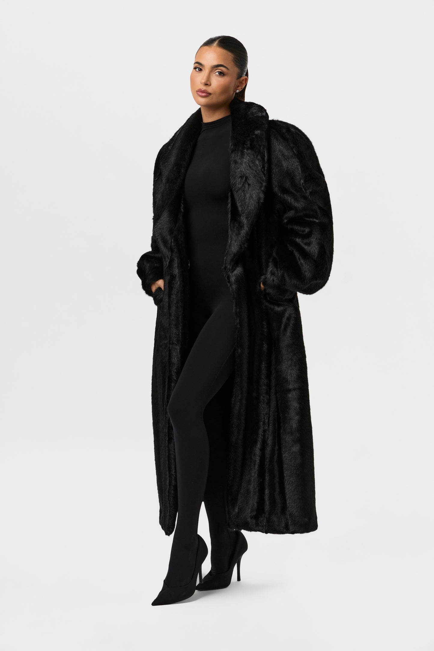 Faux Mink Long Coat