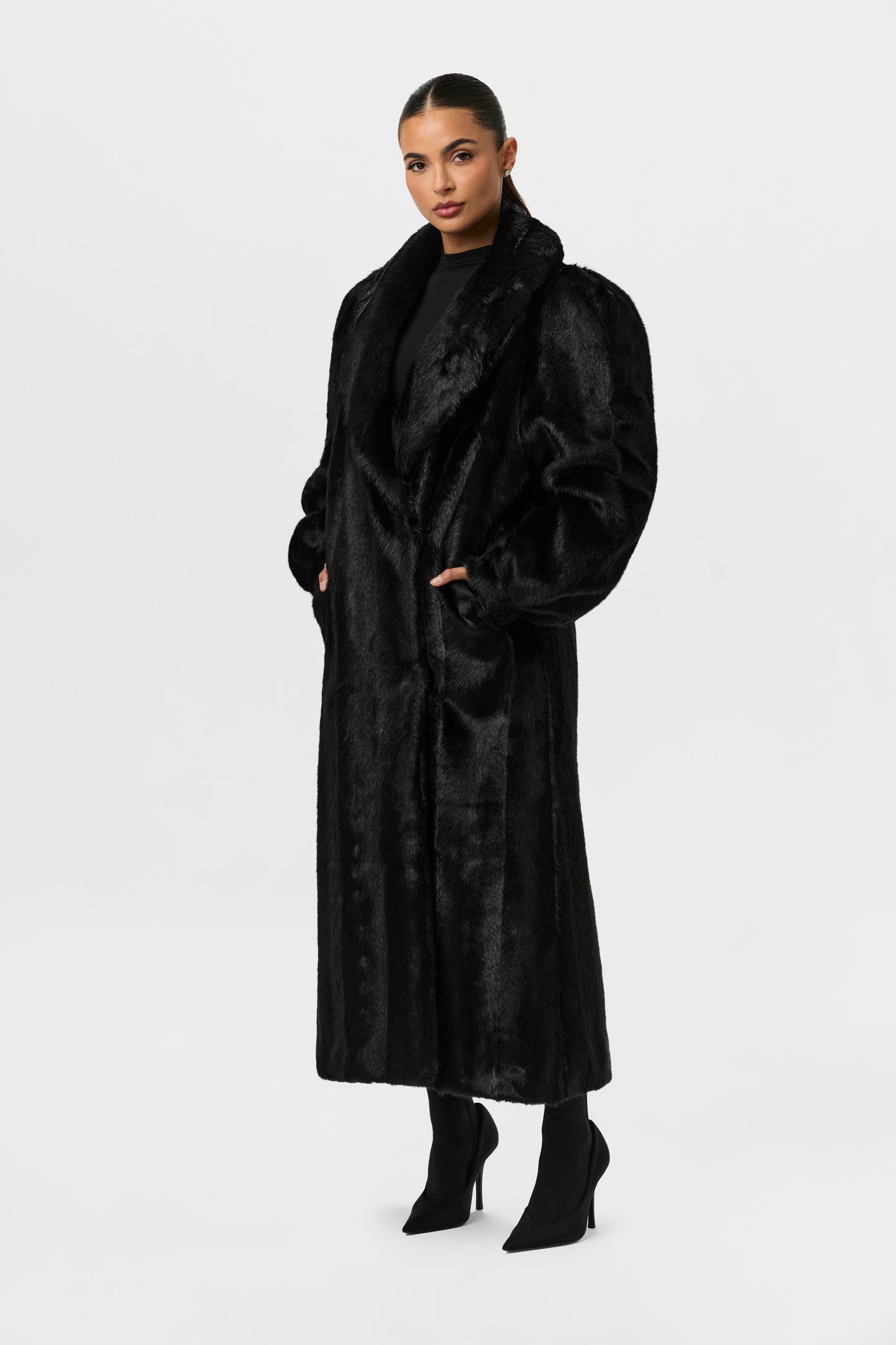 Faux Mink Long Coat