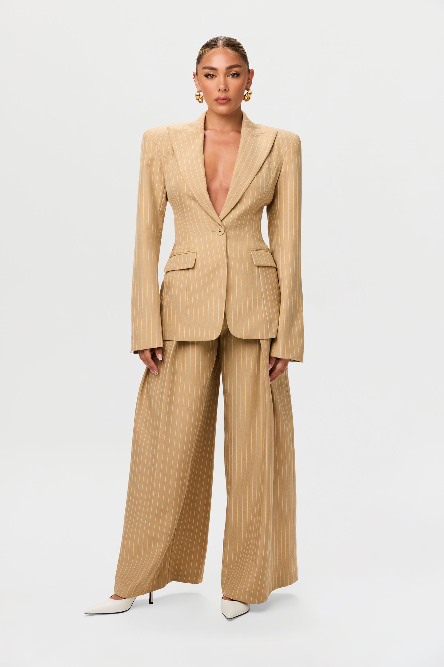 Pinstripe Suited Wide Leg Pant