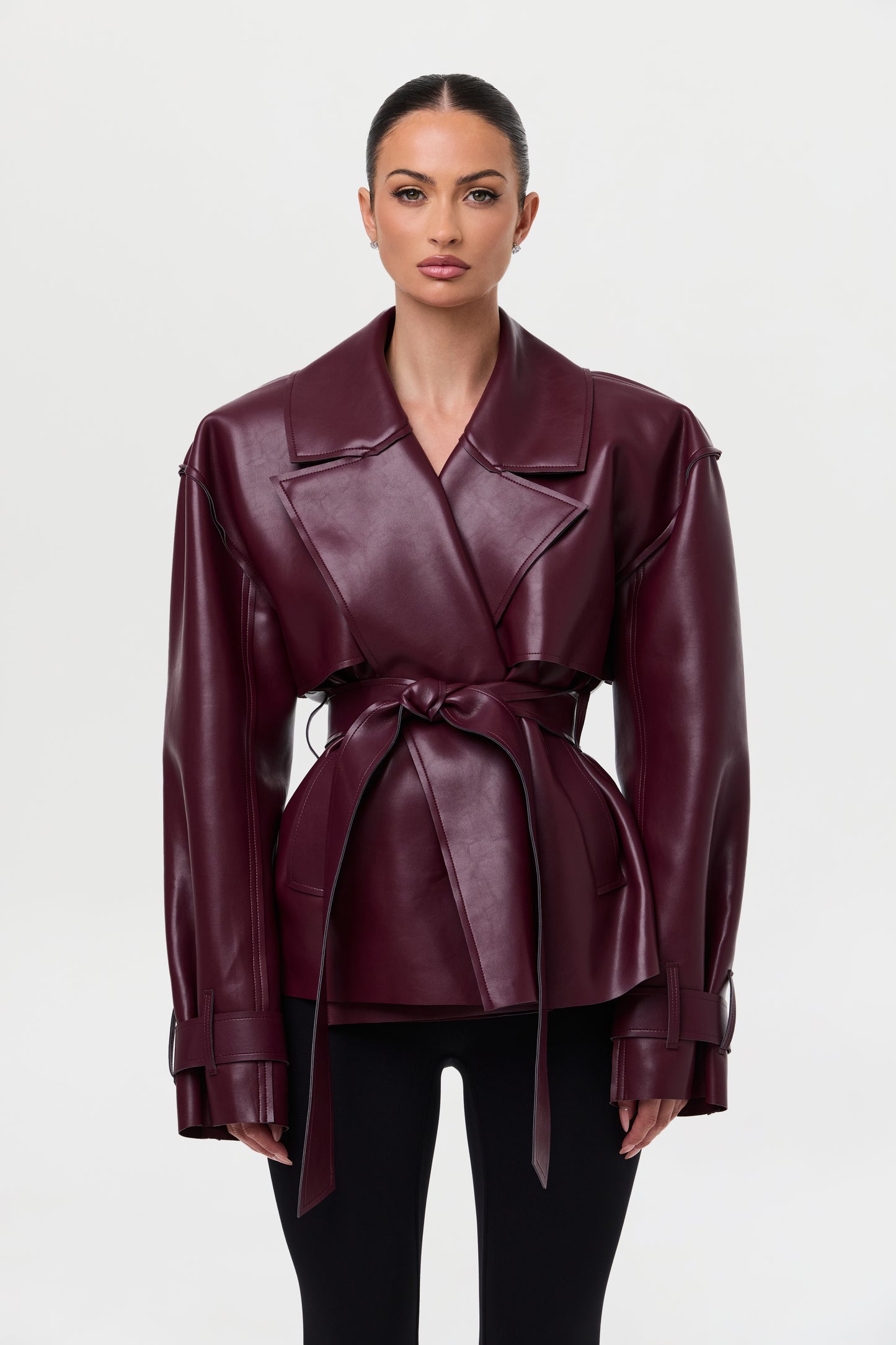 Vegan Leather Trench Jacket