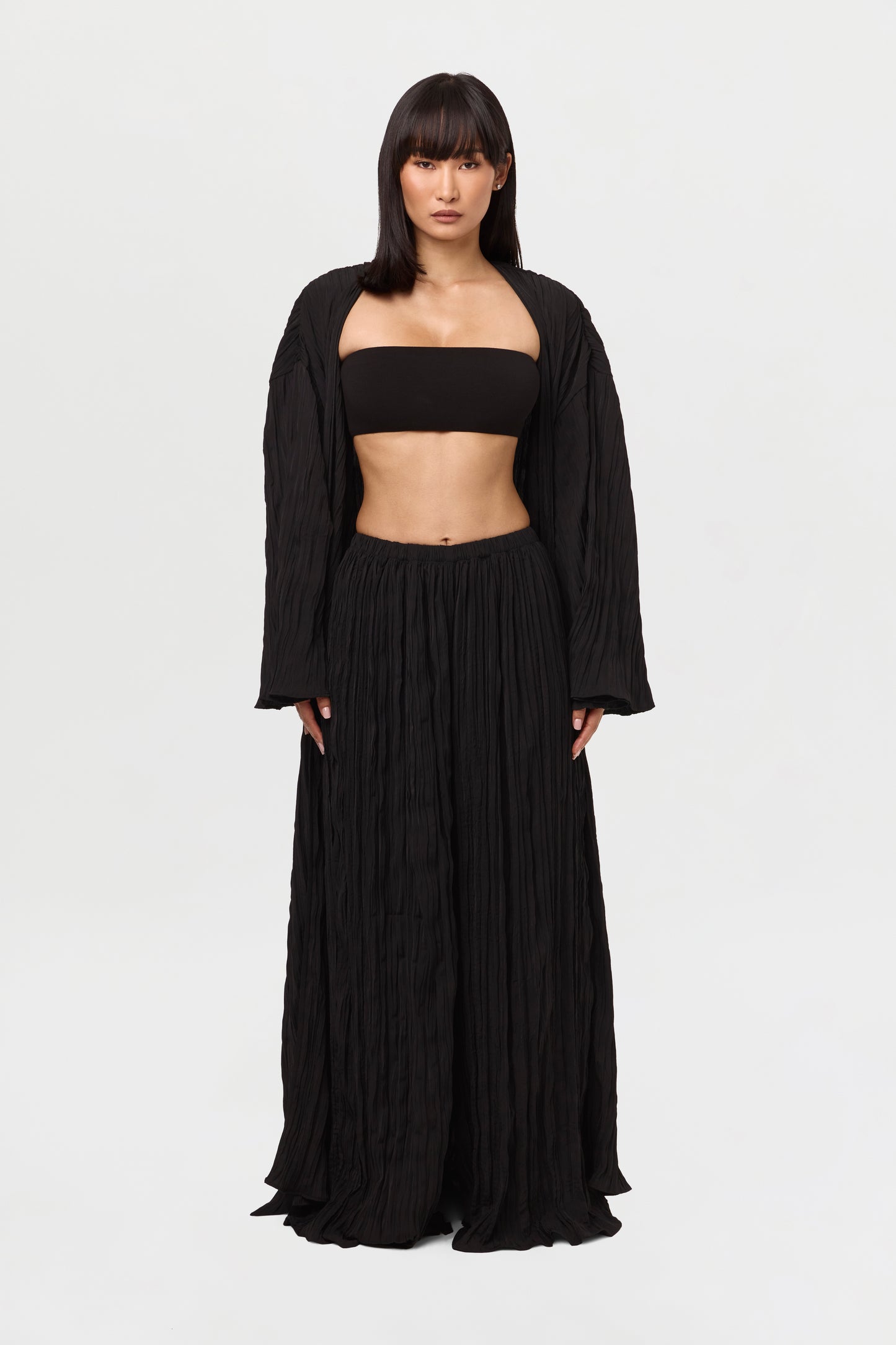 Plissé Wide Leg Pants