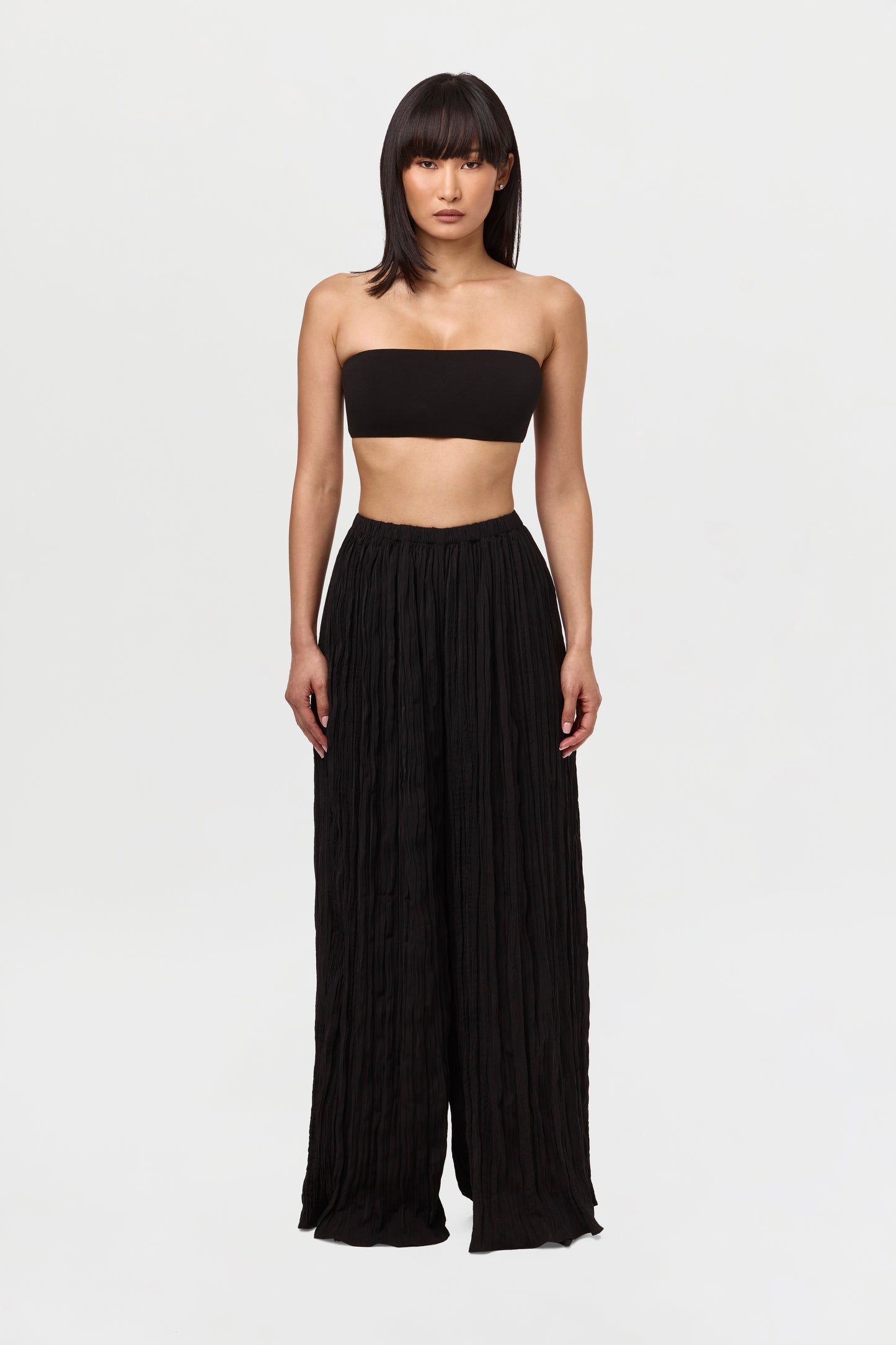 Plissé Wide Leg Pants