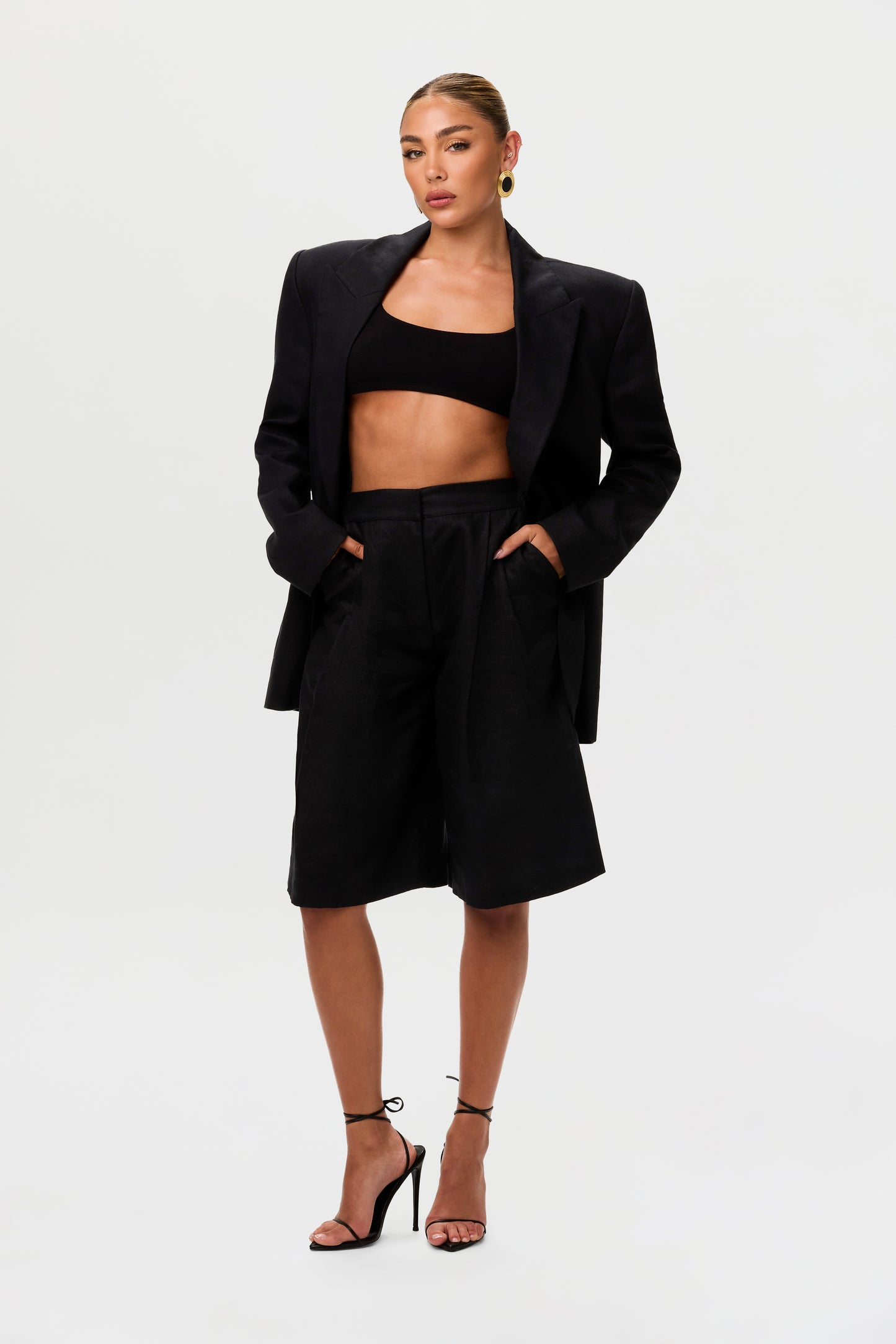 Linen Bermuda Wide Leg Short