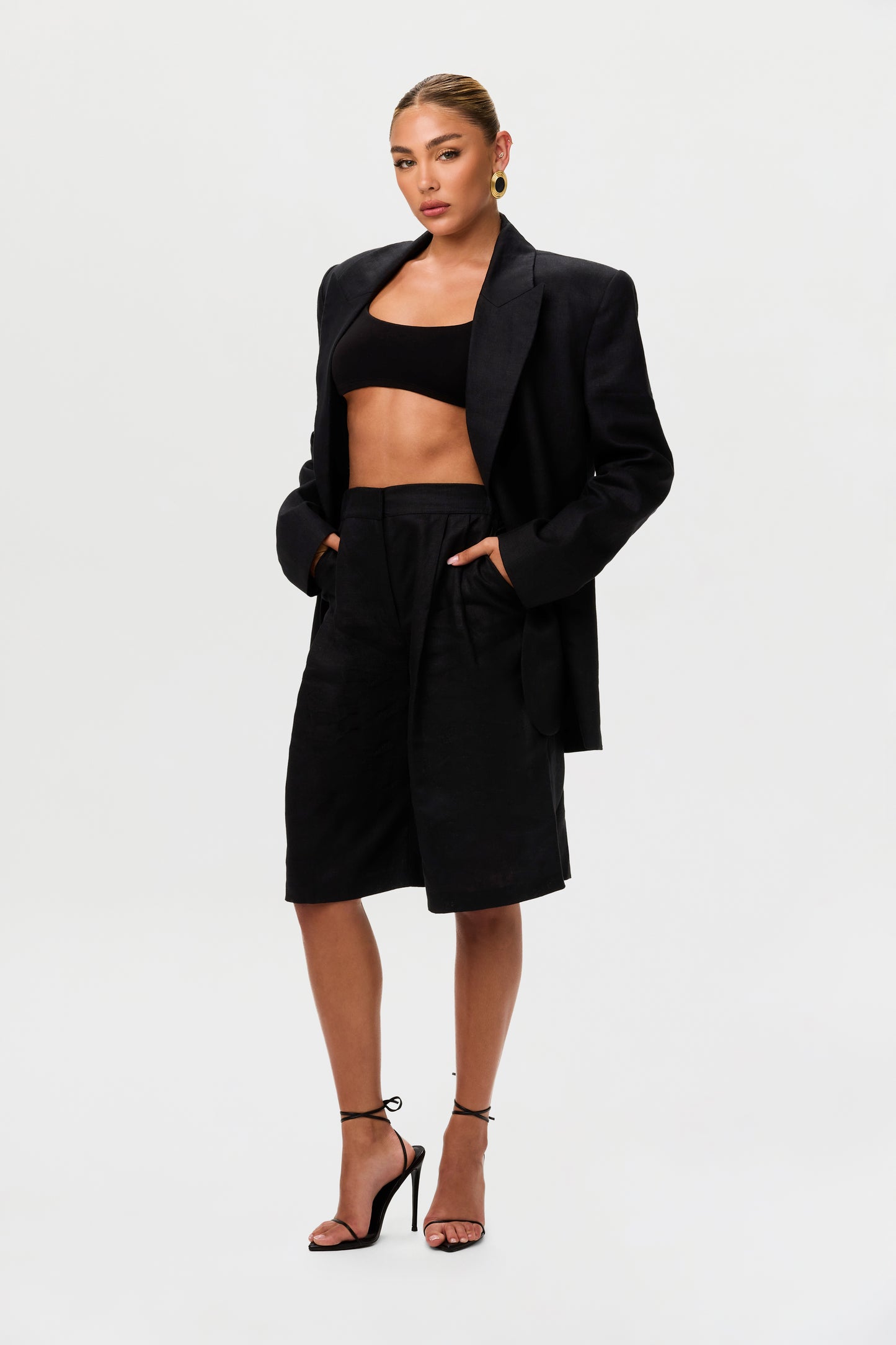 Linen Bermuda Wide Leg Short