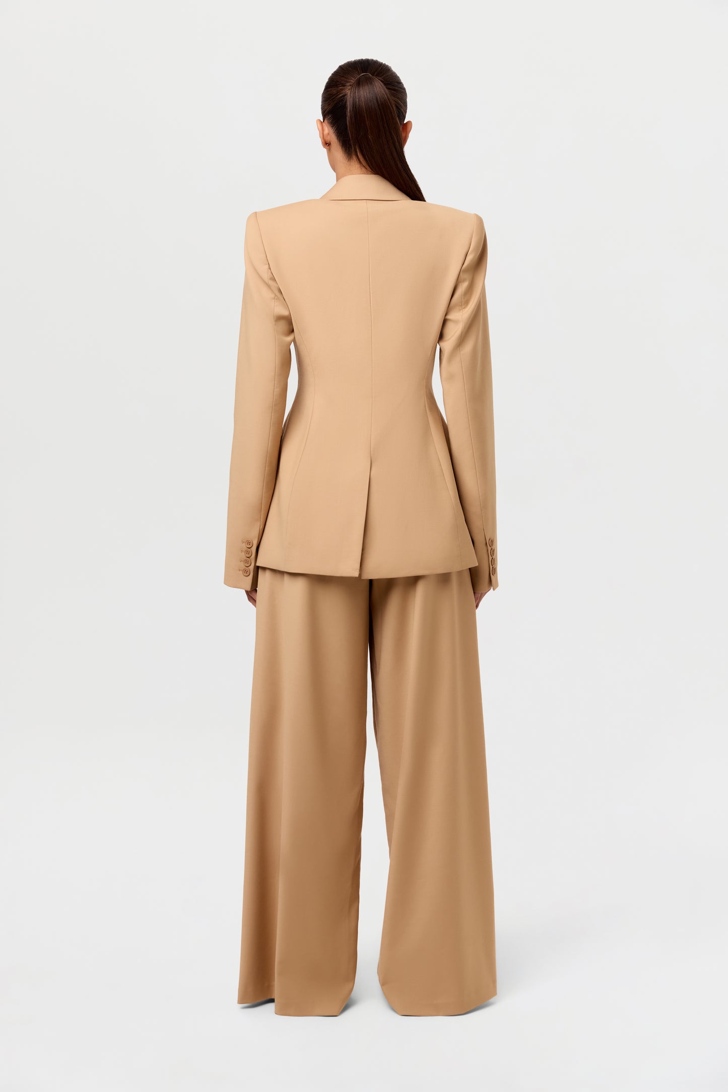 Power Shoulder Fitted Suit Blazer