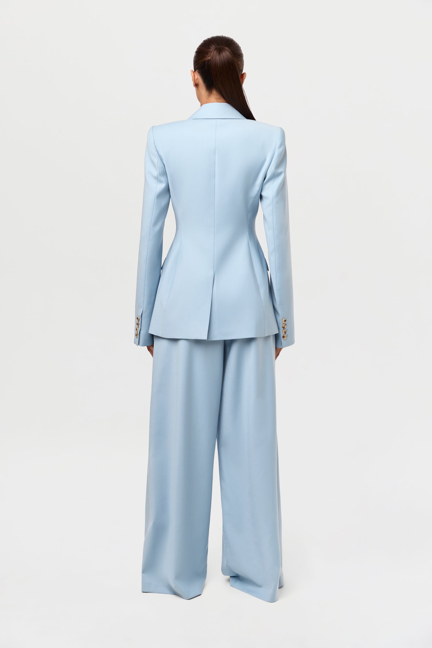 Power Shoulder Fitted Suit Blazer