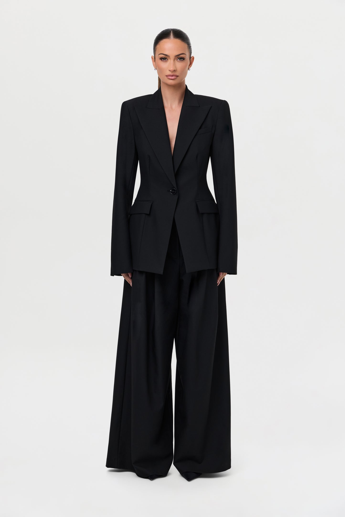 Suiting Pleated Wide-Leg Pant