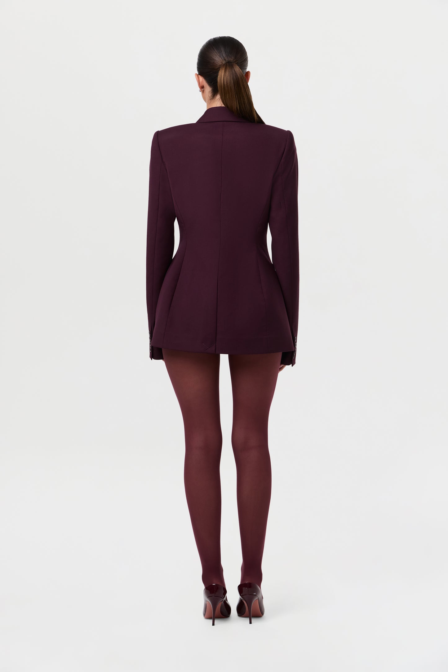 Power Shoulder Fitted Suit Blazer