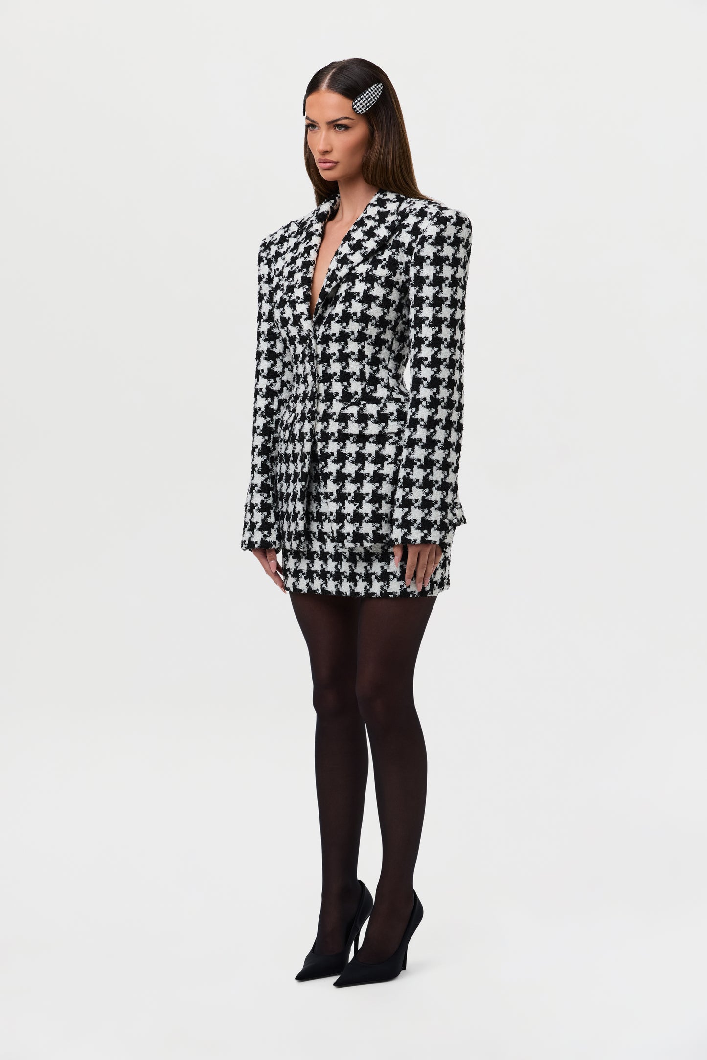 Tweed Houndstooth Suited Blazer