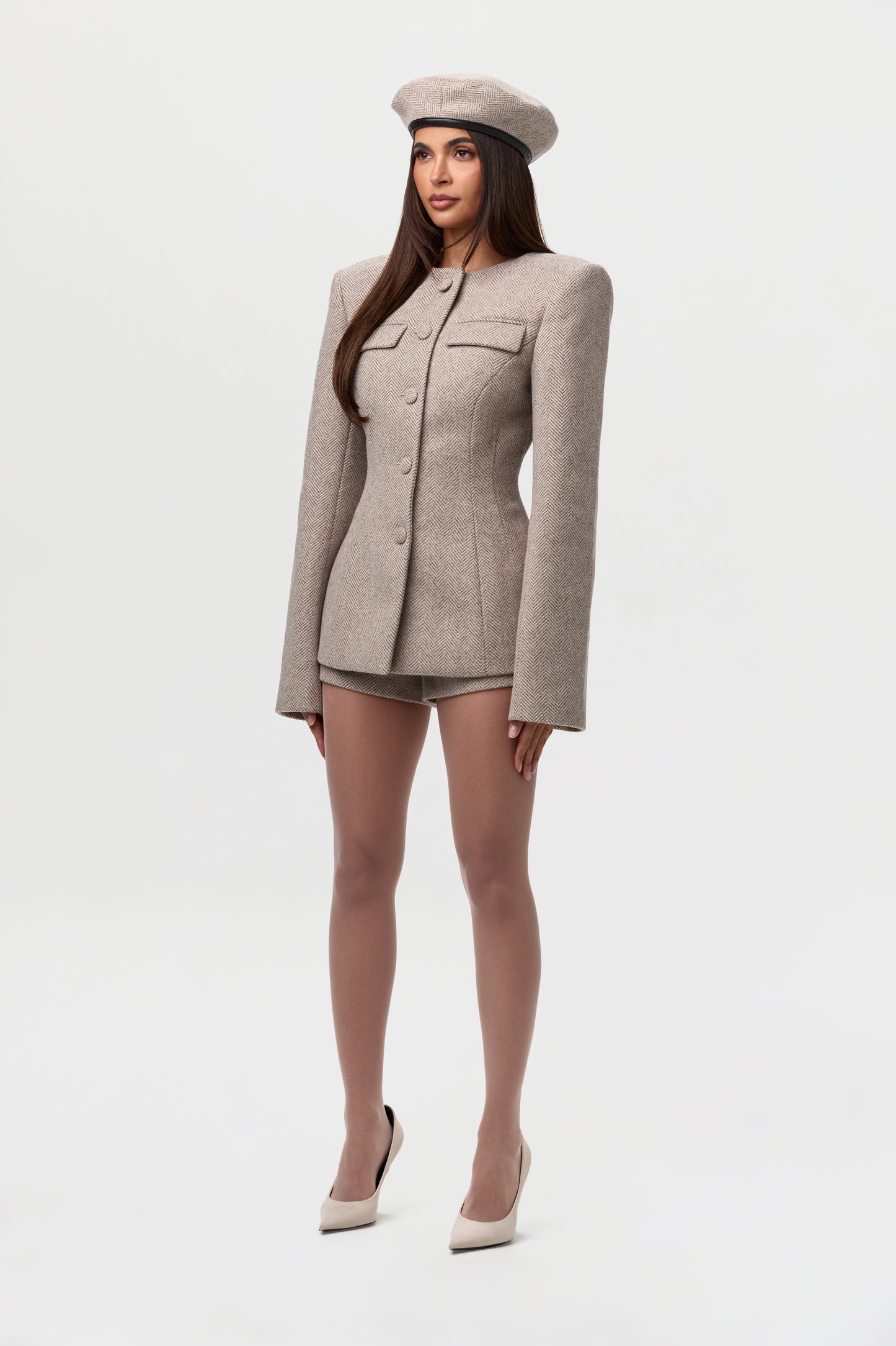 Chevron Suited Hot Pants