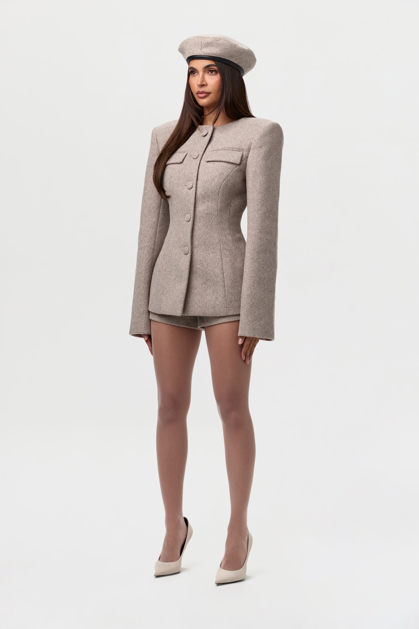 Chevron Suited Hot Pants