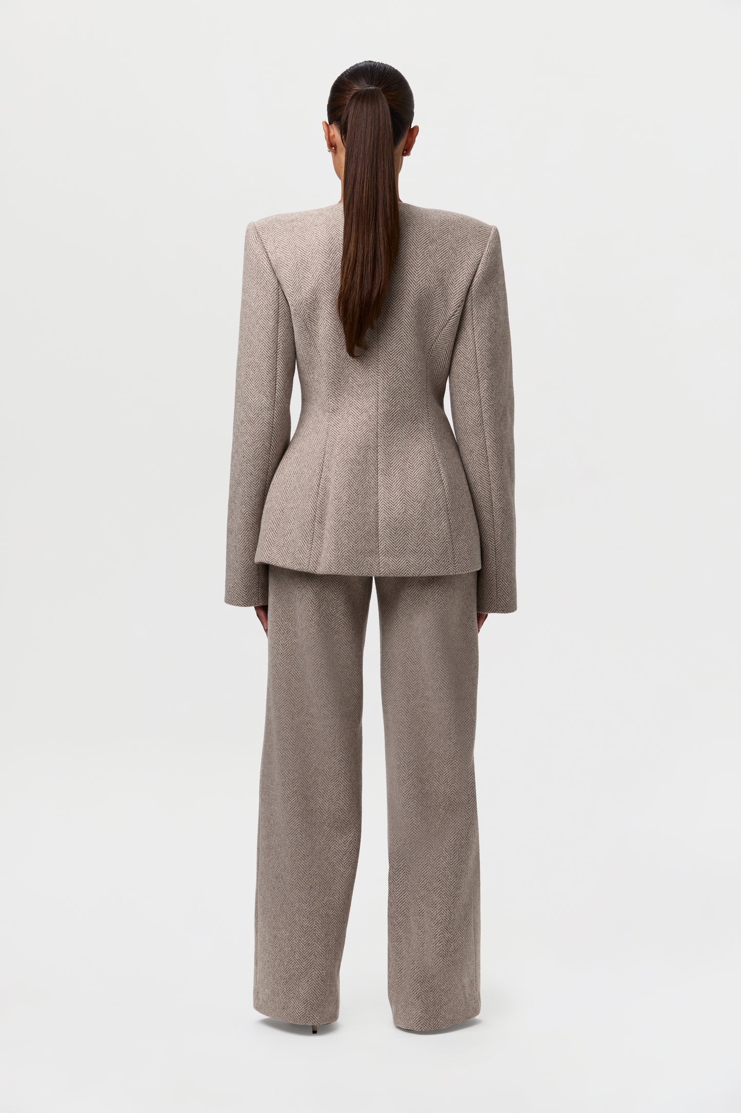 Chevron Wide-Leg Suit Pant