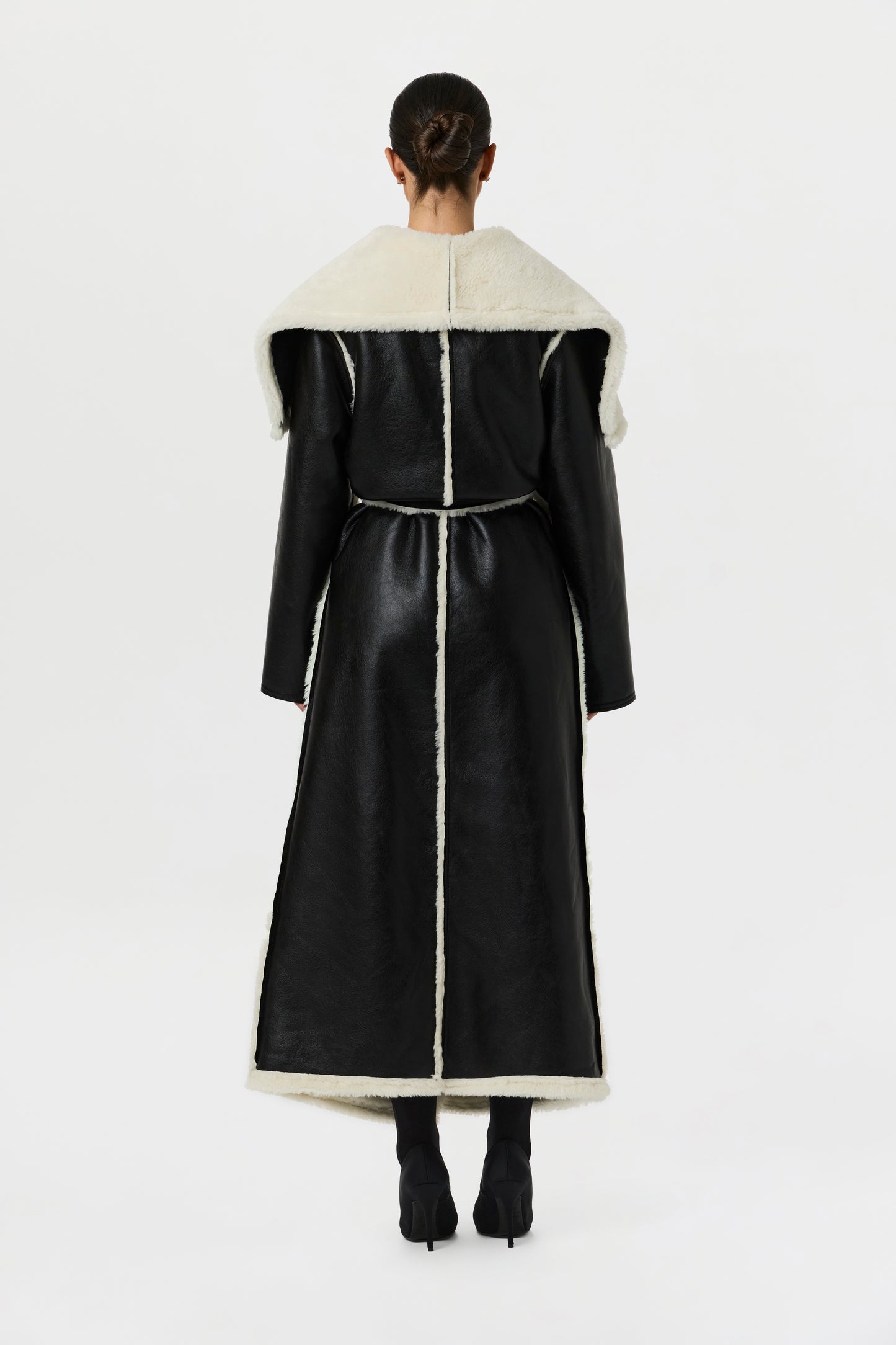Vegan Leather Sherpa Coat