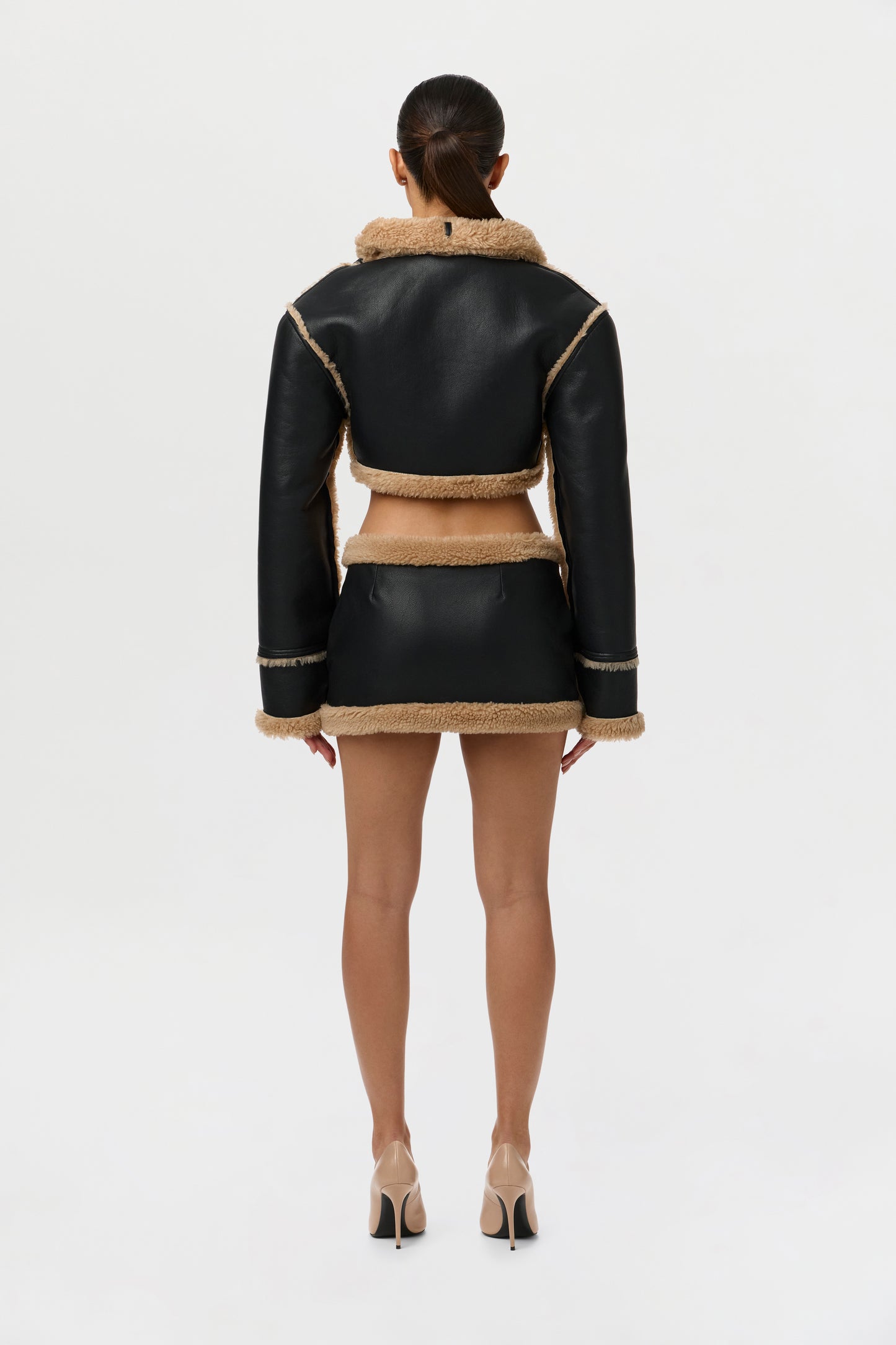 Sherpa Vegan Leather Mini Skirt