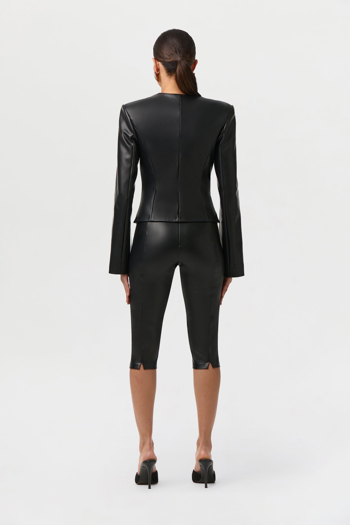 Vegan Leather Button Up Jacket