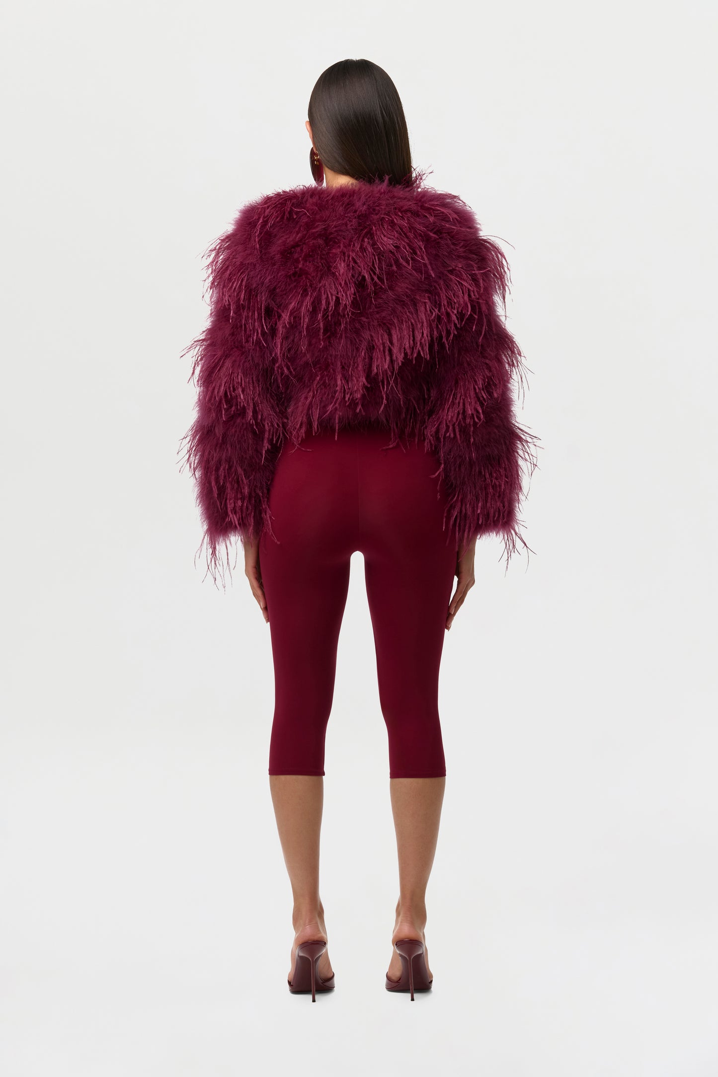 Sangria Feather Cropped Jacket