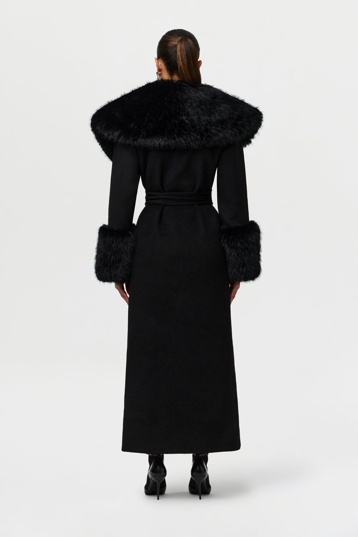 Faux Fur Collar Wool Coat