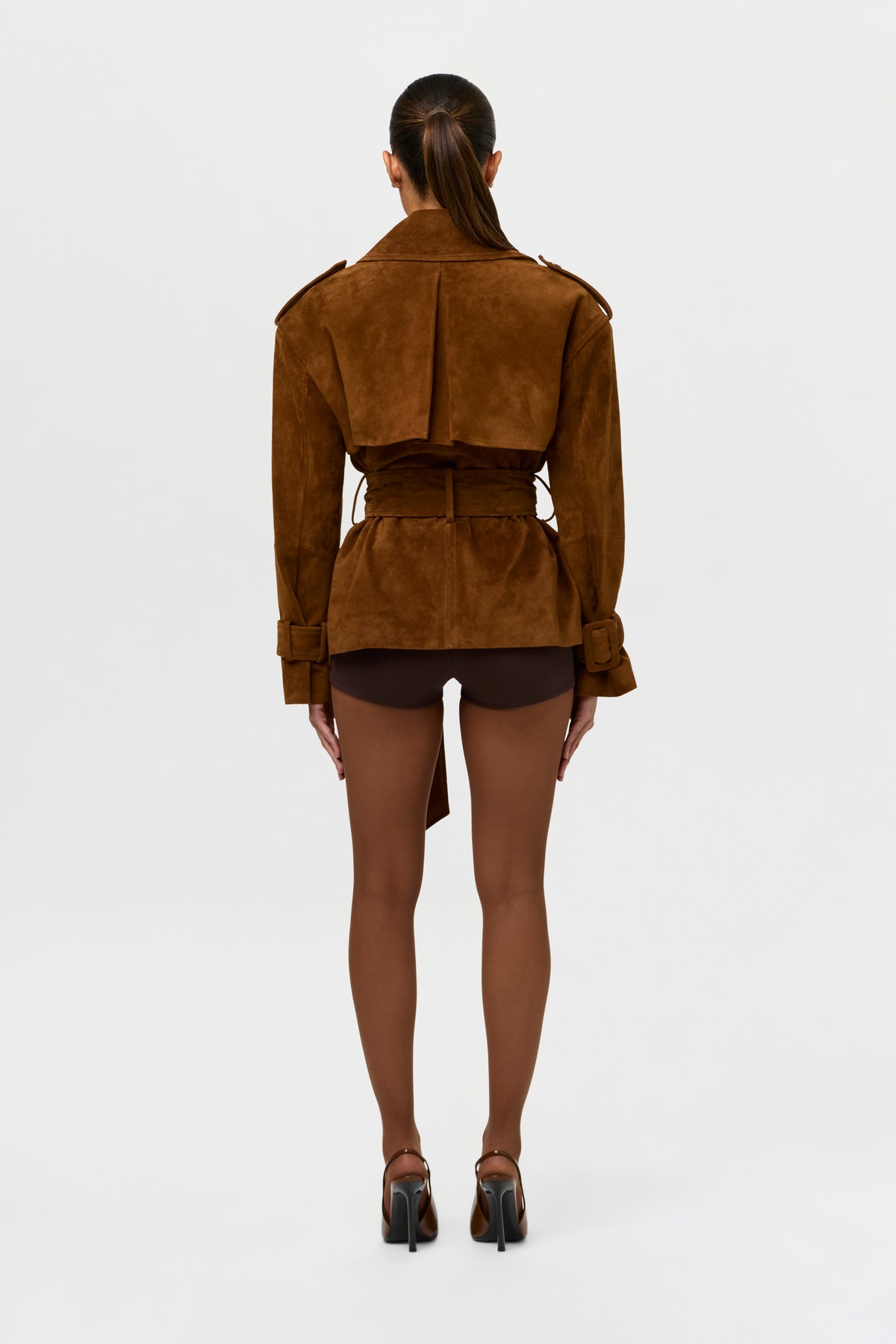 Suede Belted Trench Jacket