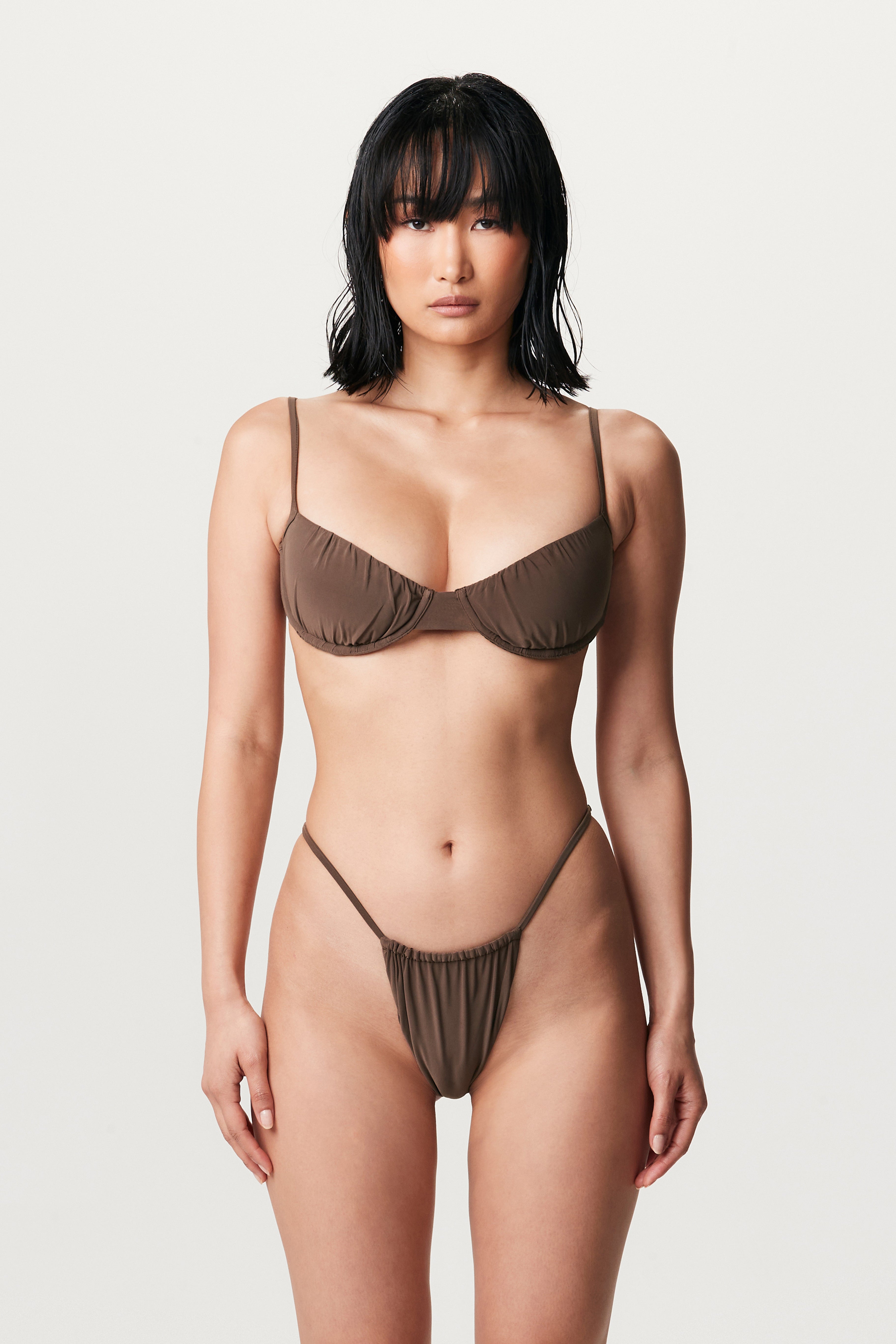 Ruched V-Neck Bikini – Naked Wardrobe