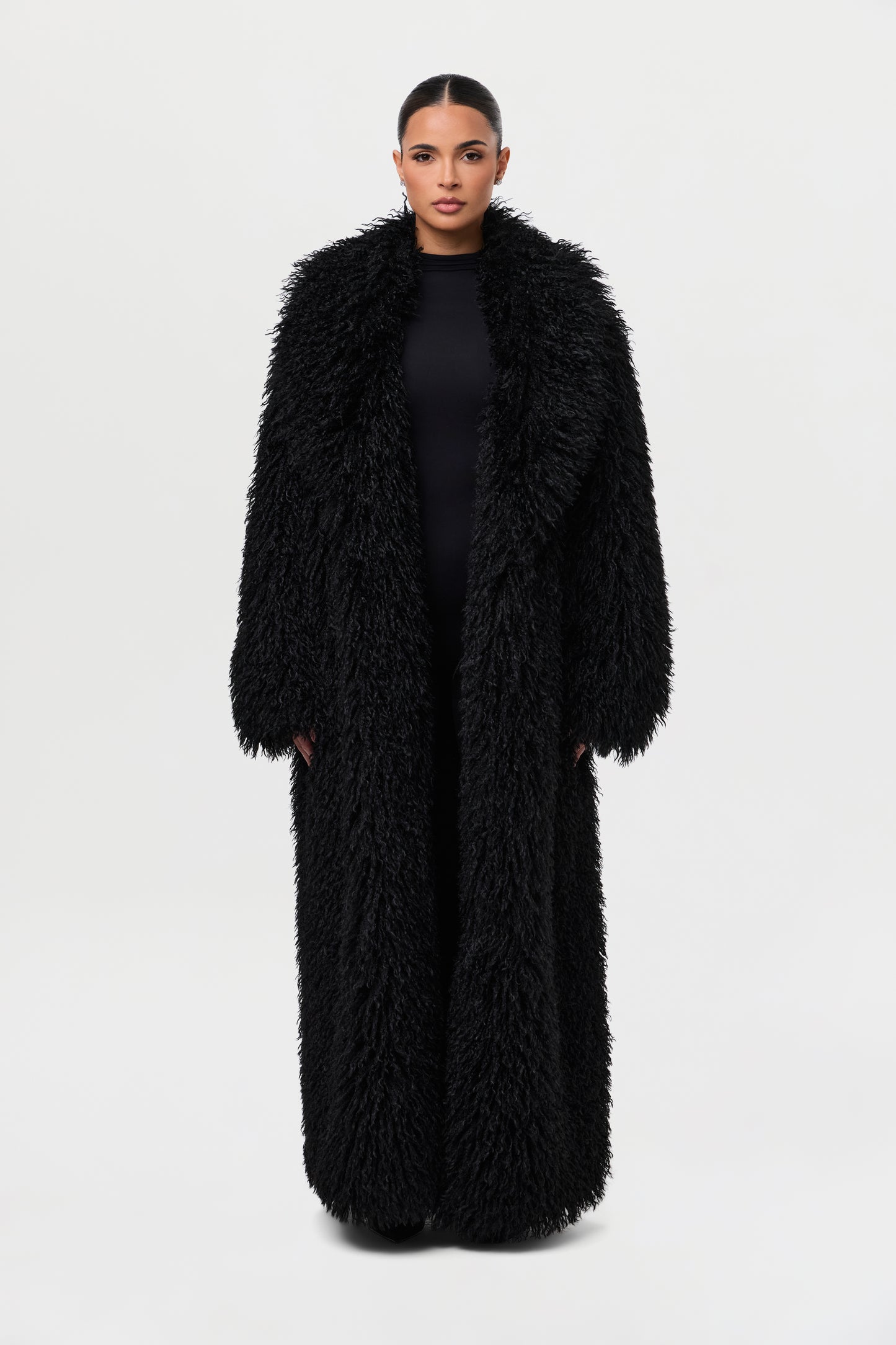 Faux Fur Plush Long Coat