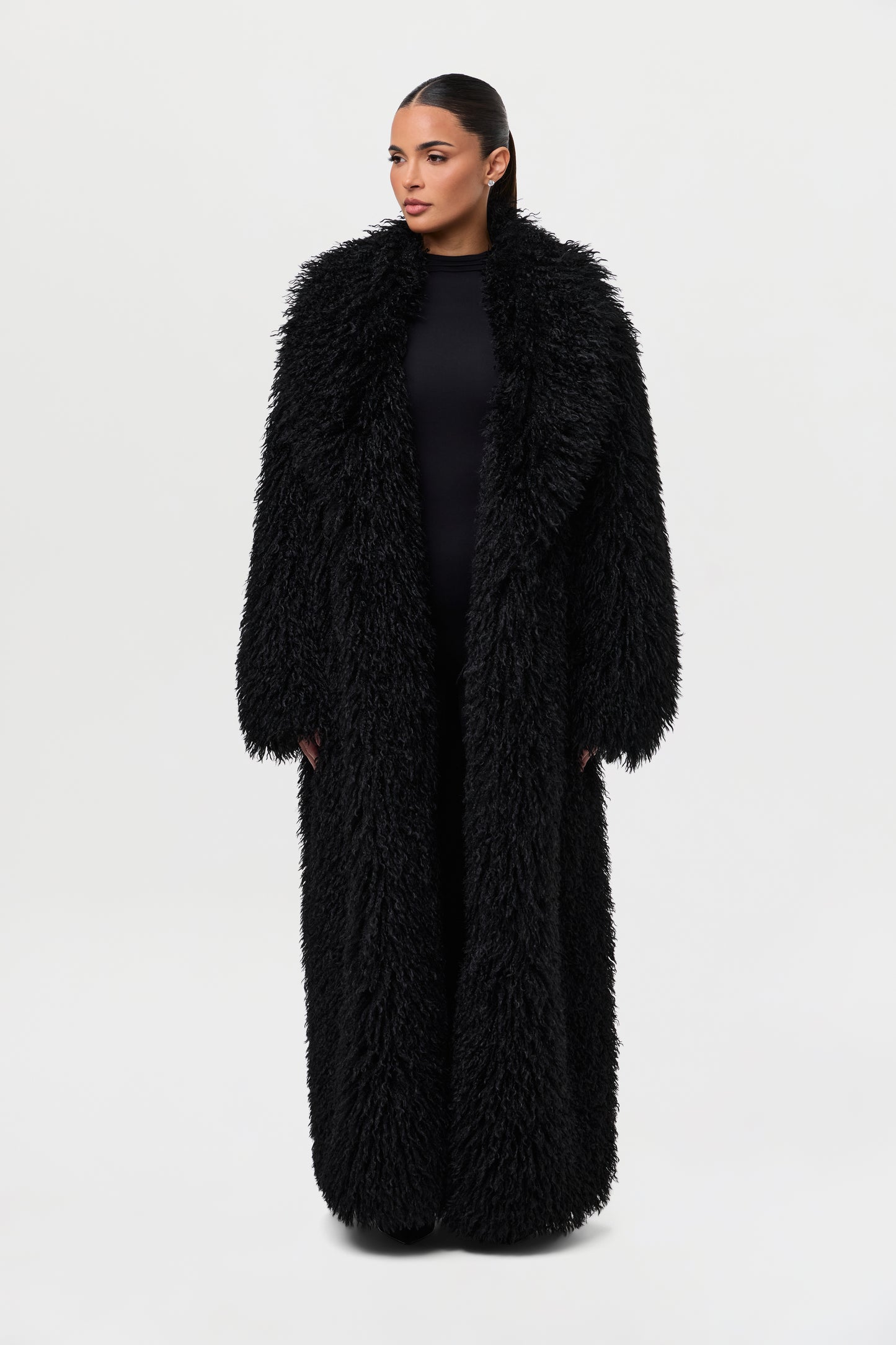Faux Fur Plush Long Coat