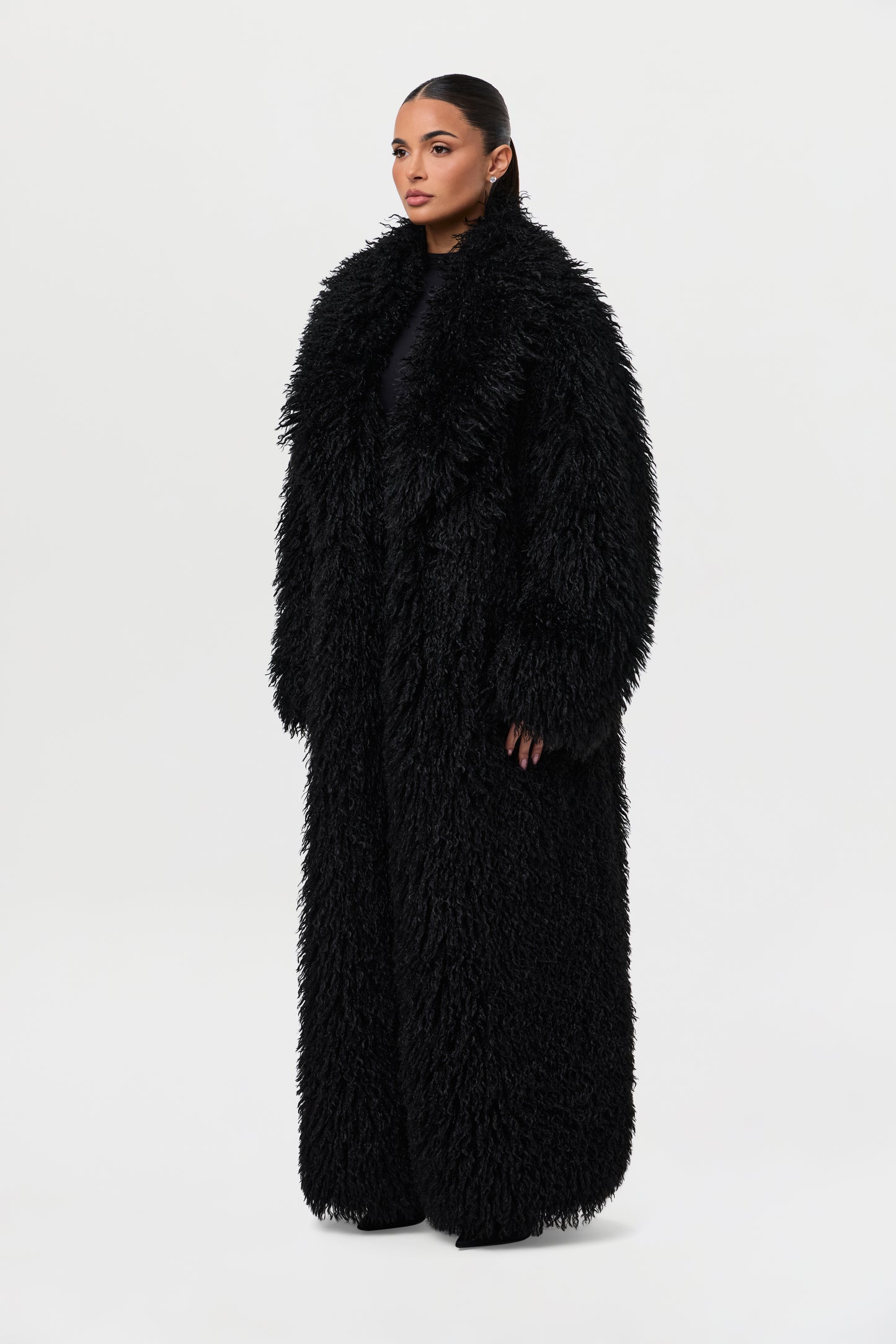 Faux Fur Plush Long Coat