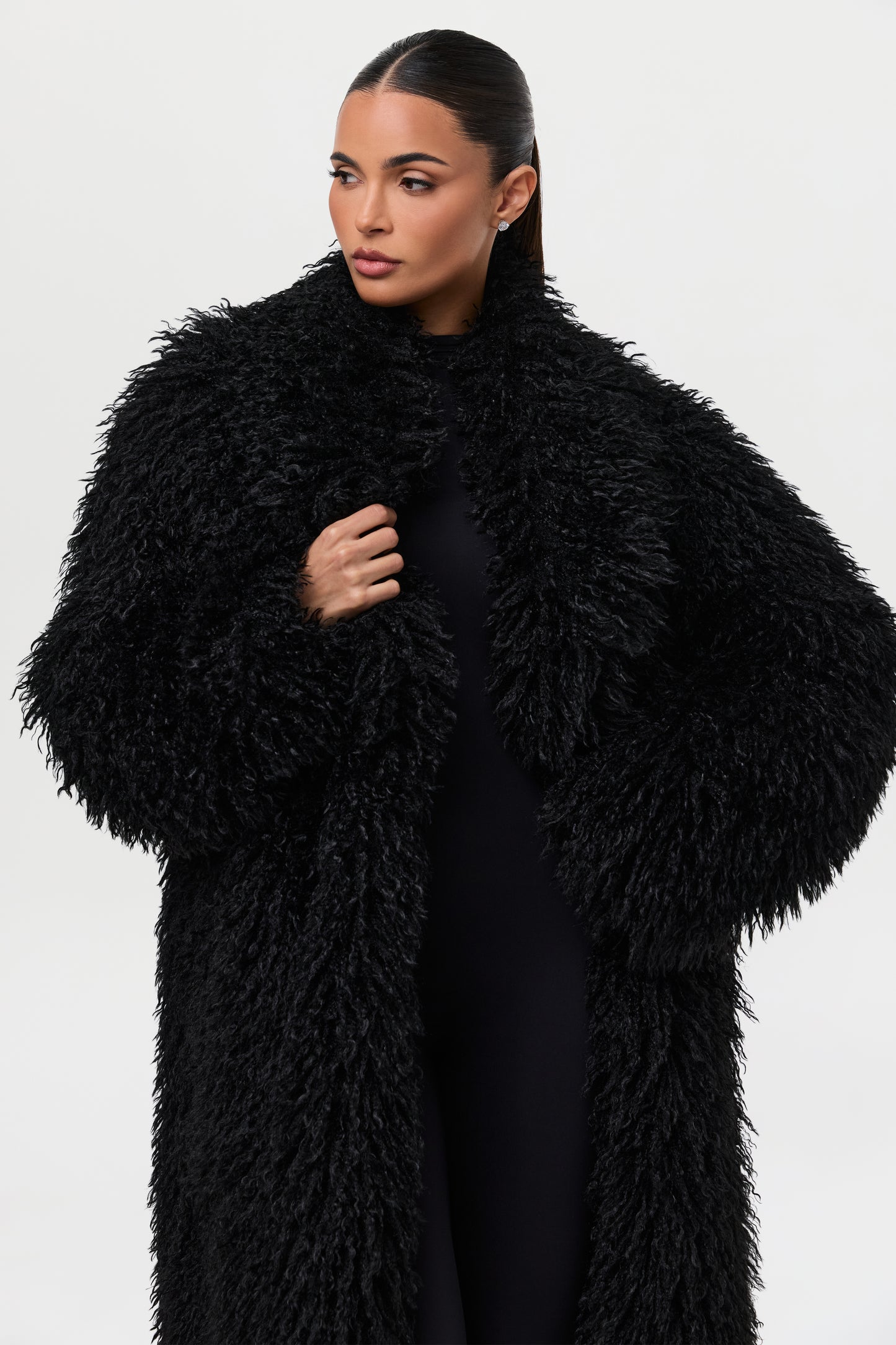 Faux Fur Plush Long Coat
