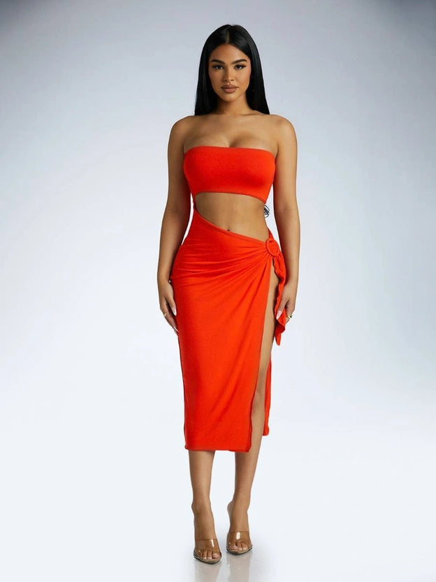Smooth Bandeau Midi Dress