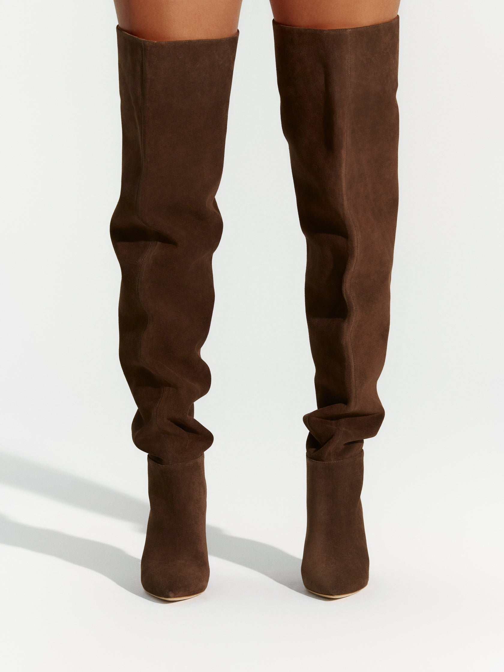 Suede Thigh-High Stiletto Boots | Naked Wardrobe