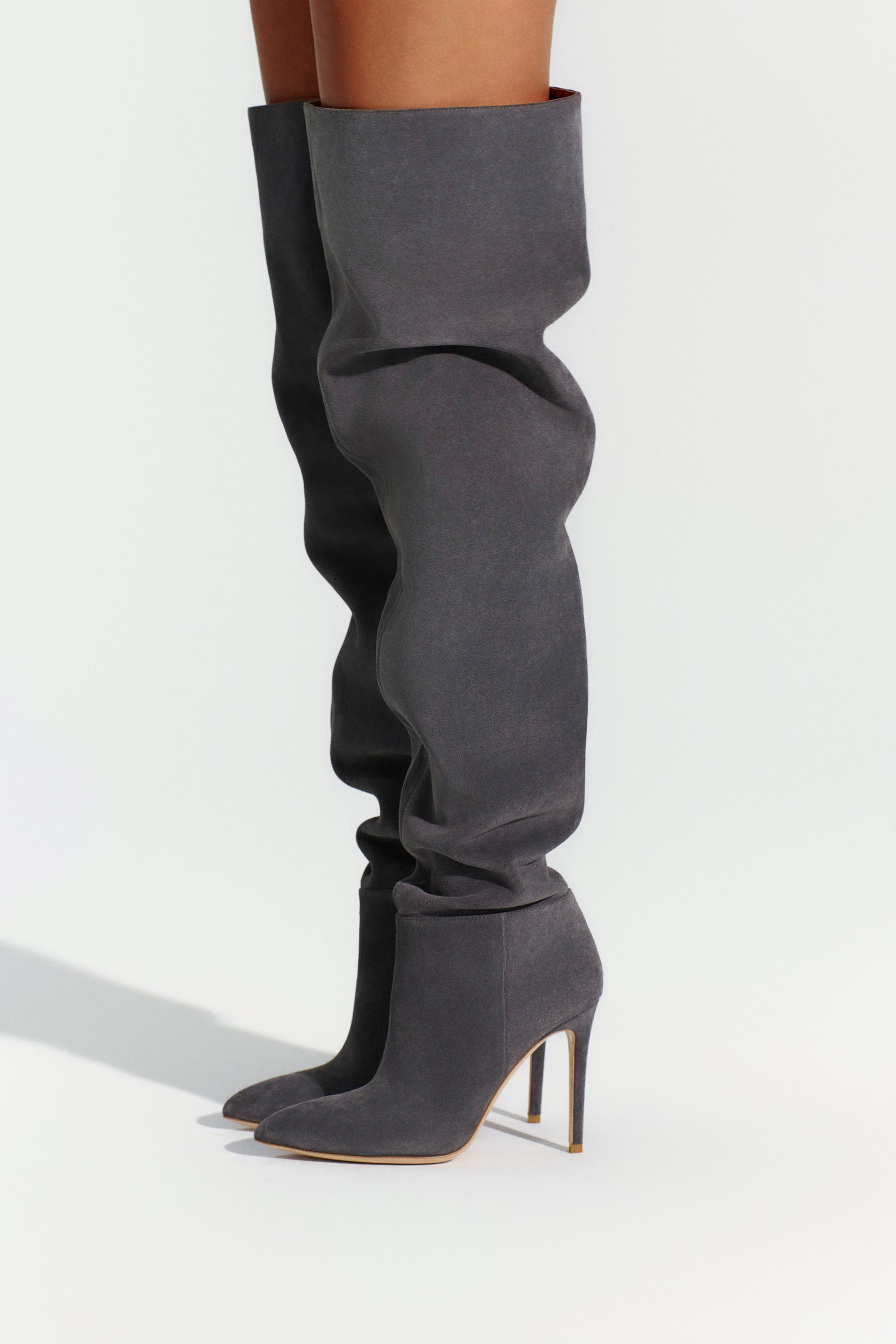 Suede Thigh-High Stiletto Boots Naked Wardrobe
