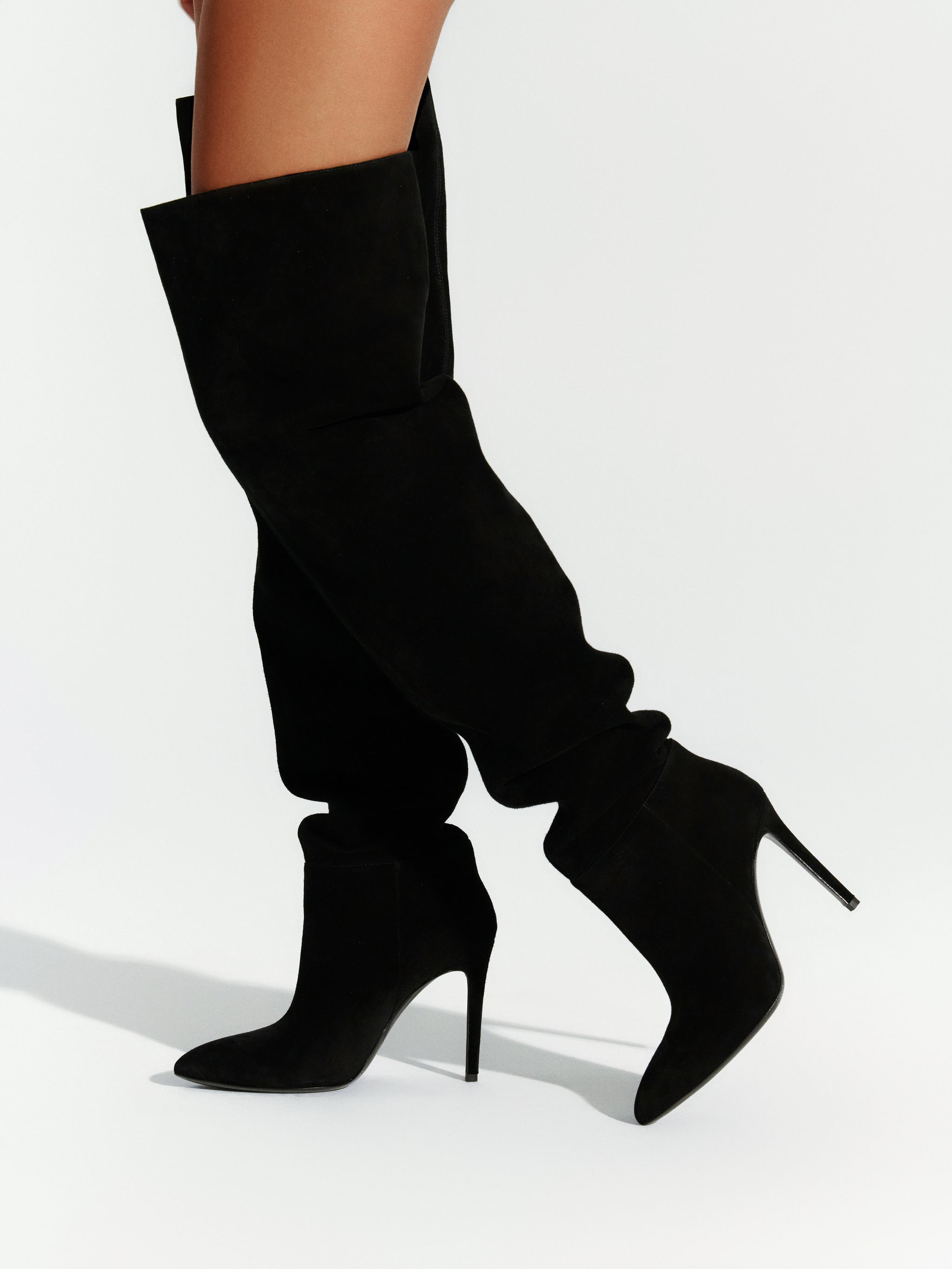 Suede Thigh-High Stiletto Boots Naked Wardrobe