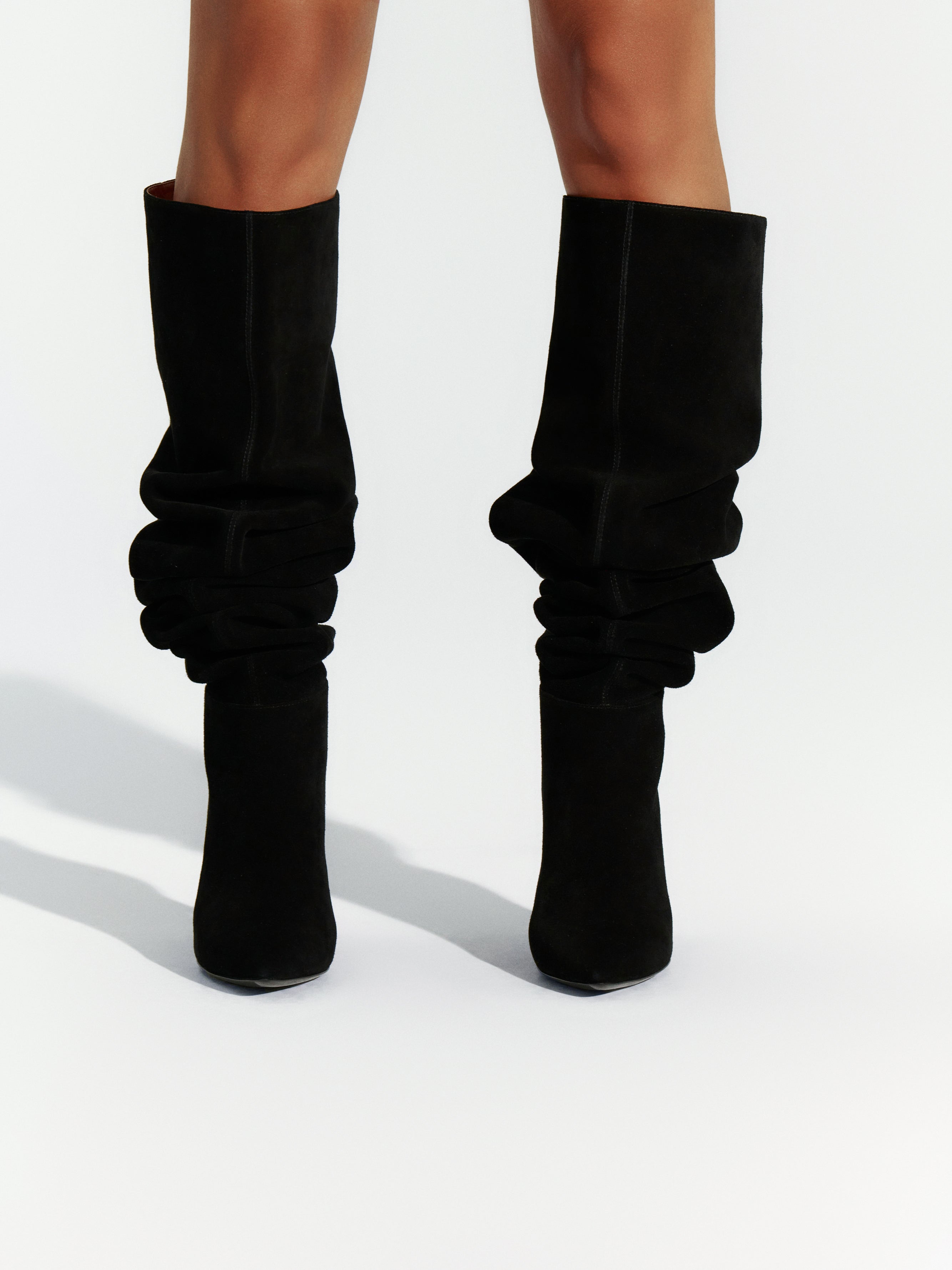 Suede Thigh High Stiletto Boots Naked Wardrobe