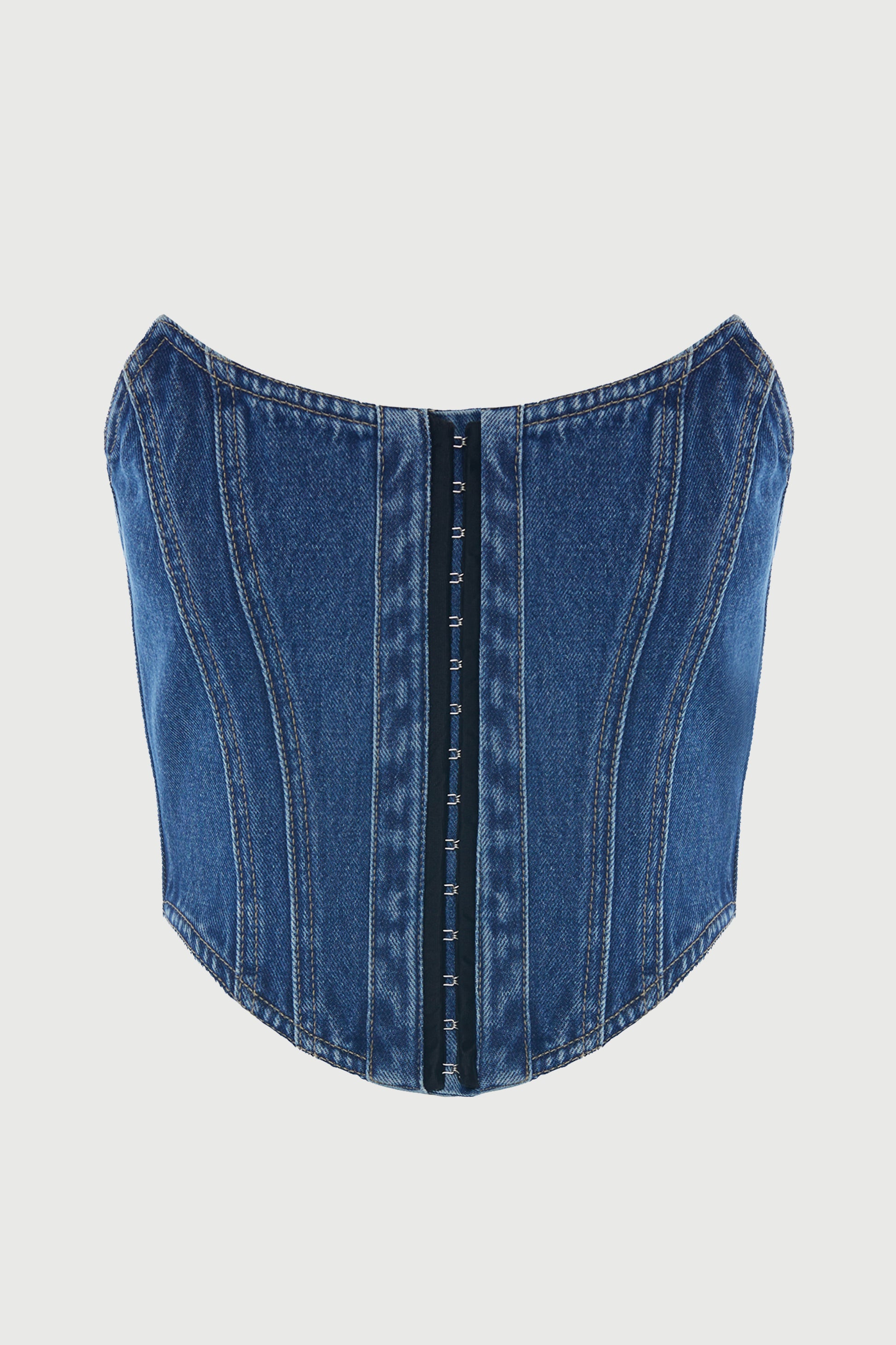 Topshop - Sold. Brand new TOPSHOP Blue Denim Corset Top/ Small 8 on  Designer Wardrobe