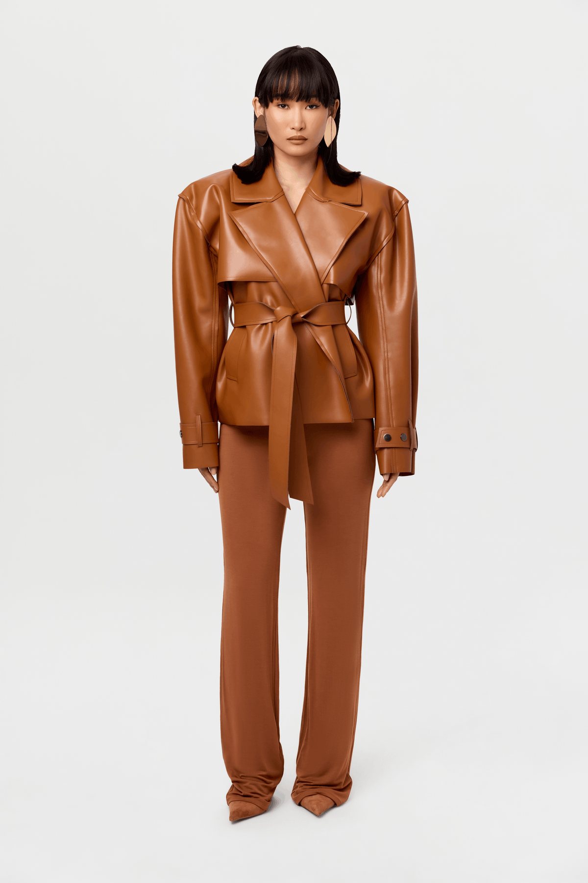 Vegan Leather Trench Jacket