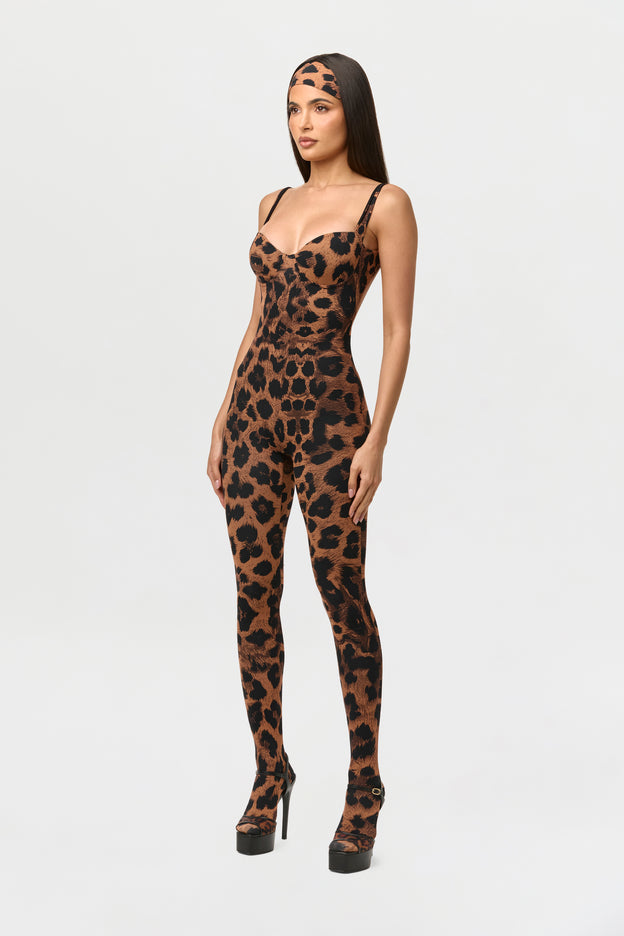 Naked Print Open Back Jumpsuit Petite