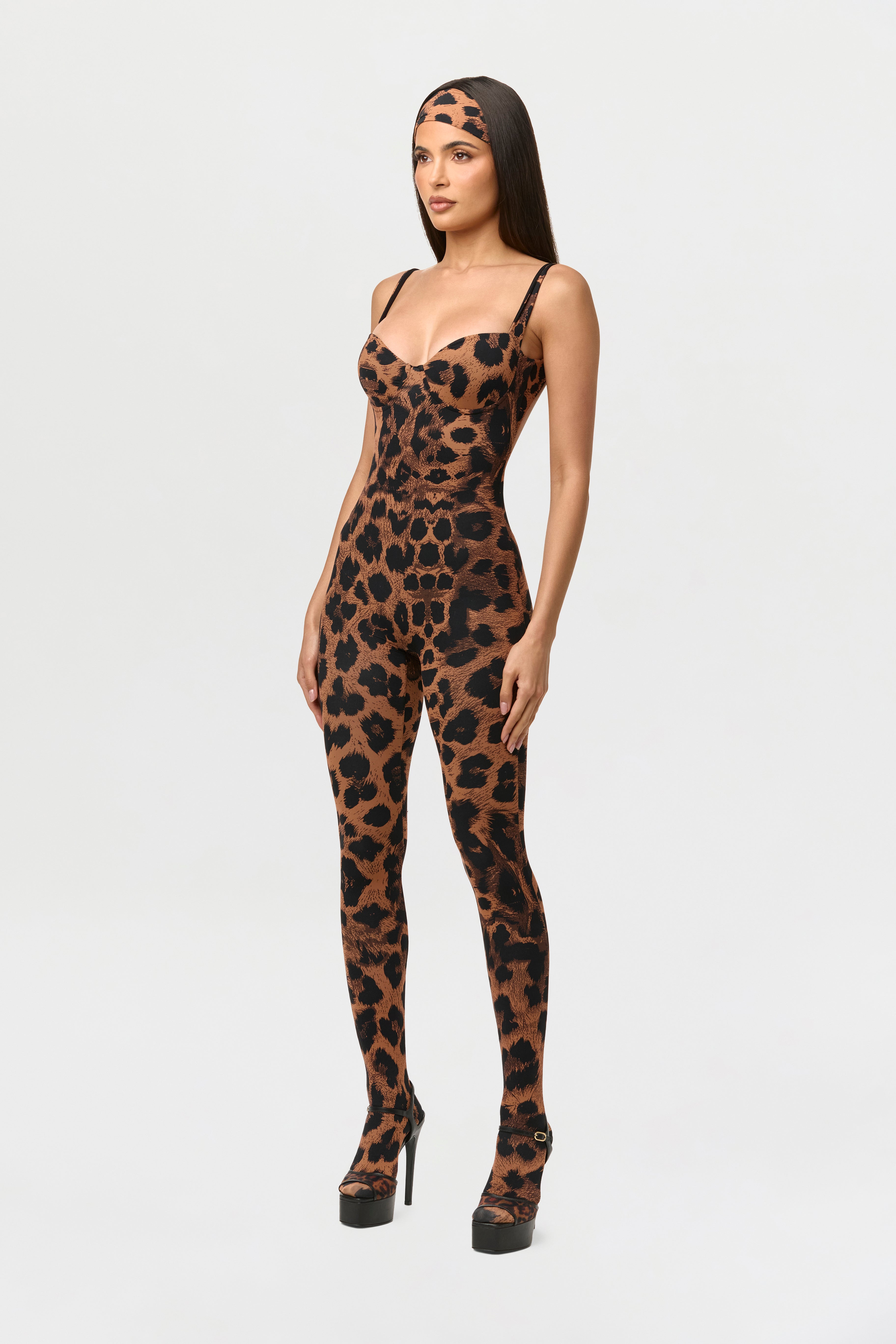Naked Print Open Back Jumpsuit Petite