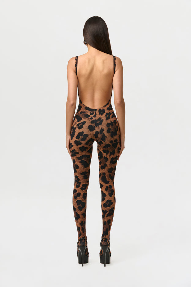Naked Print Open Back Jumpsuit