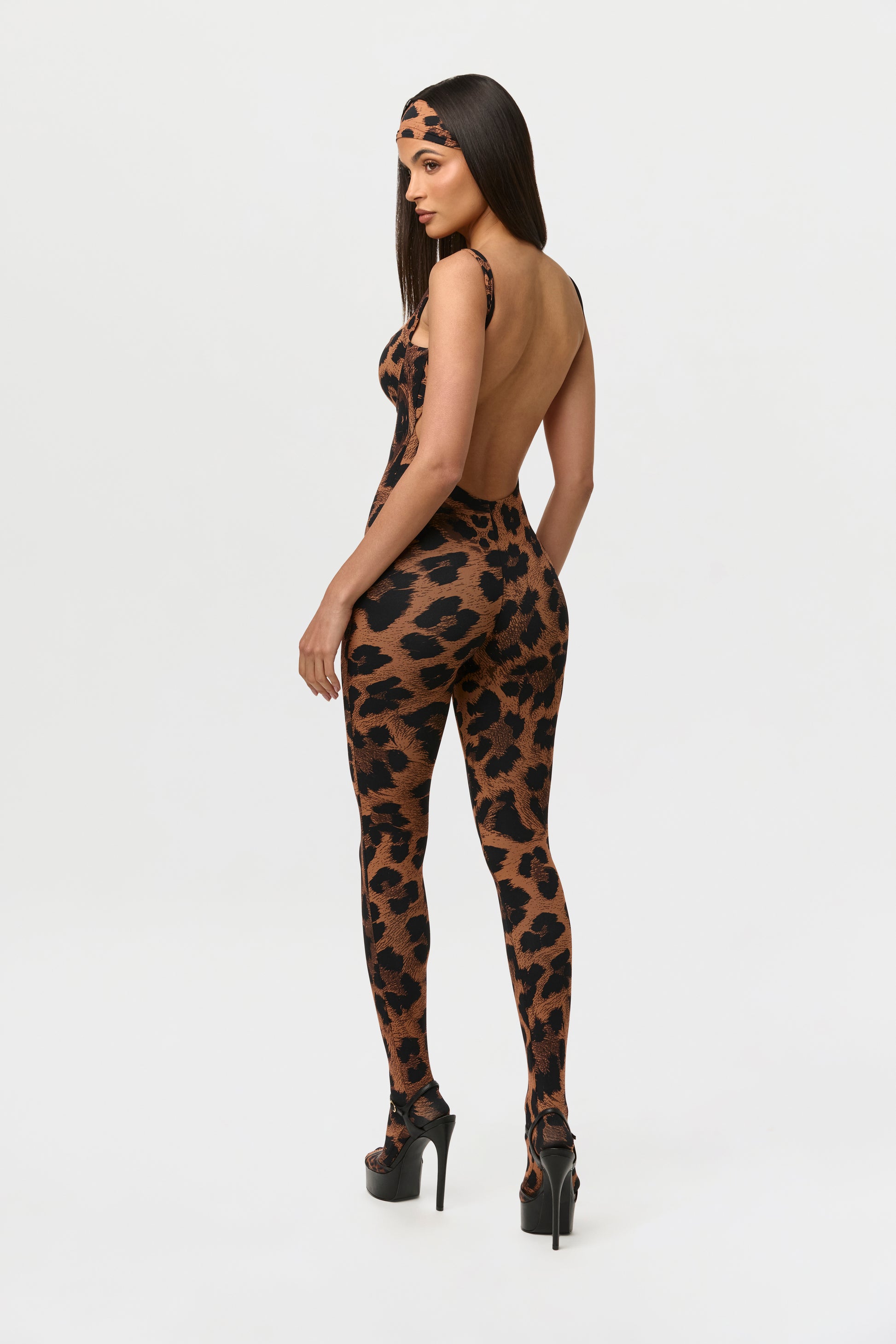 Naked Print Open Back Jumpsuit